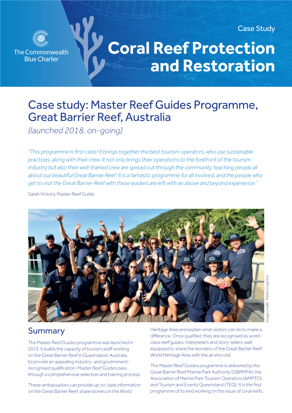 Case Study: Master Reef Guides Programme, Great Barrier Reef, Australia (Launched 2018, On-Going)