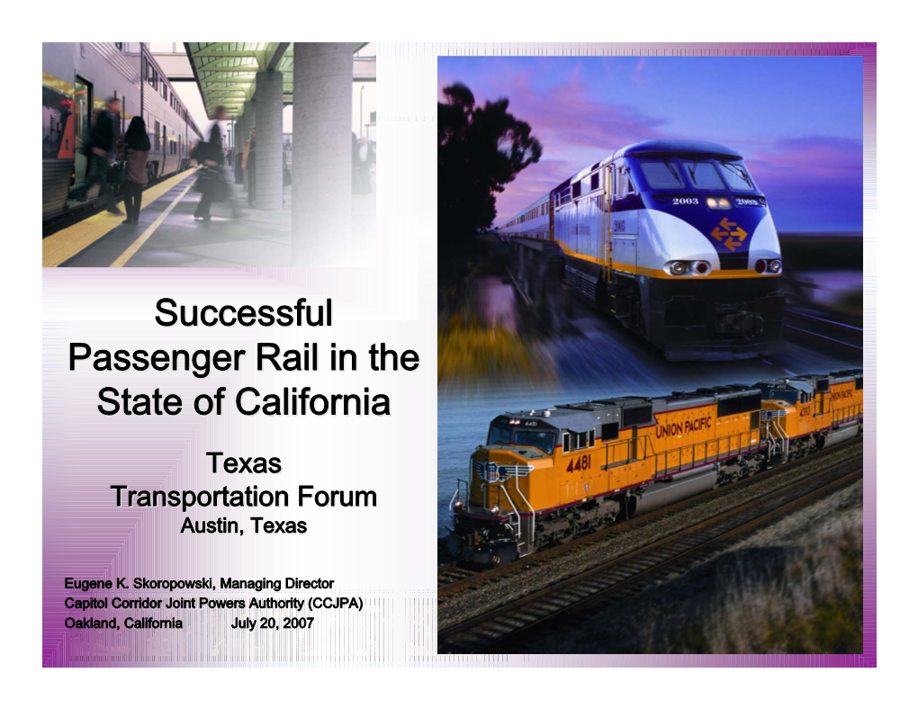 Successful Passenger Rail in the State of California