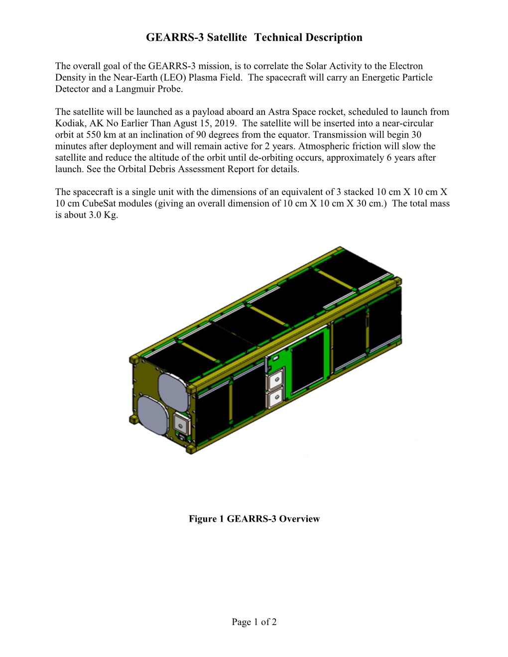 GEARRS 3 Technical Description Near Space Launch, Inc. FCC ELS