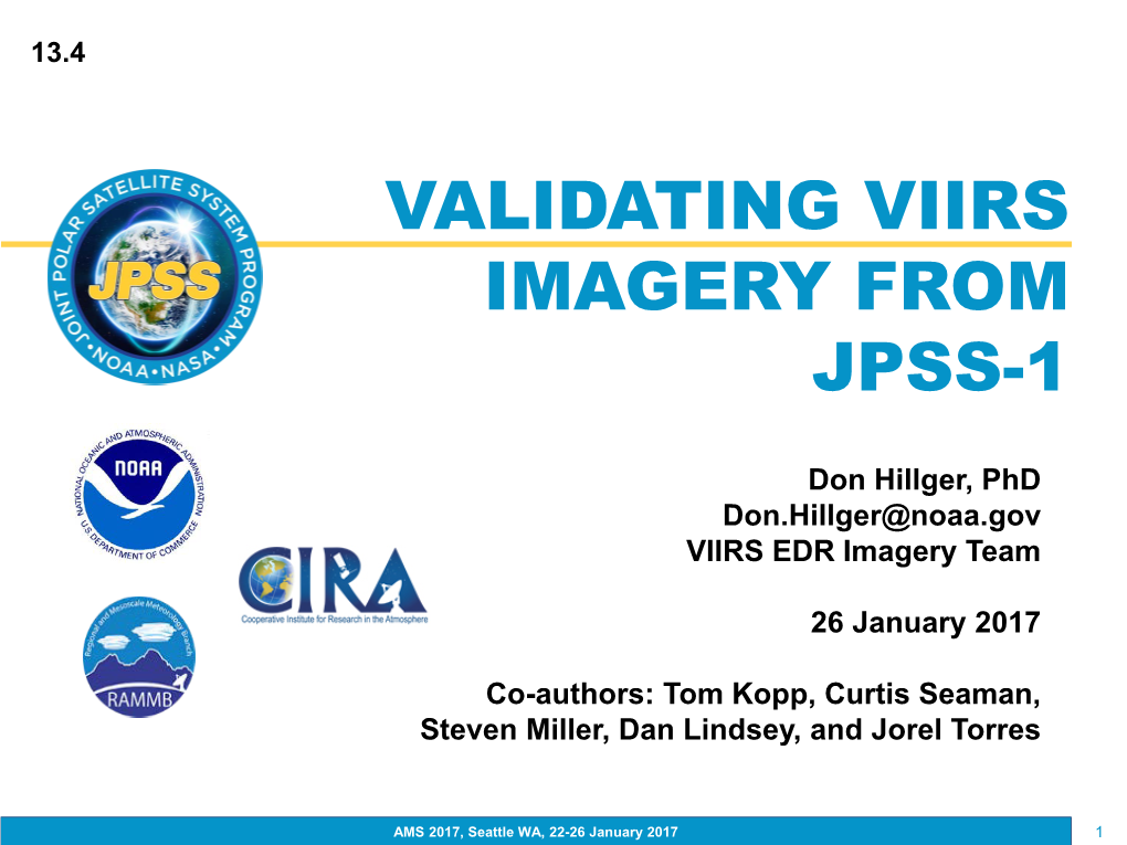 Validating Viirs Imagery from Jpss-1