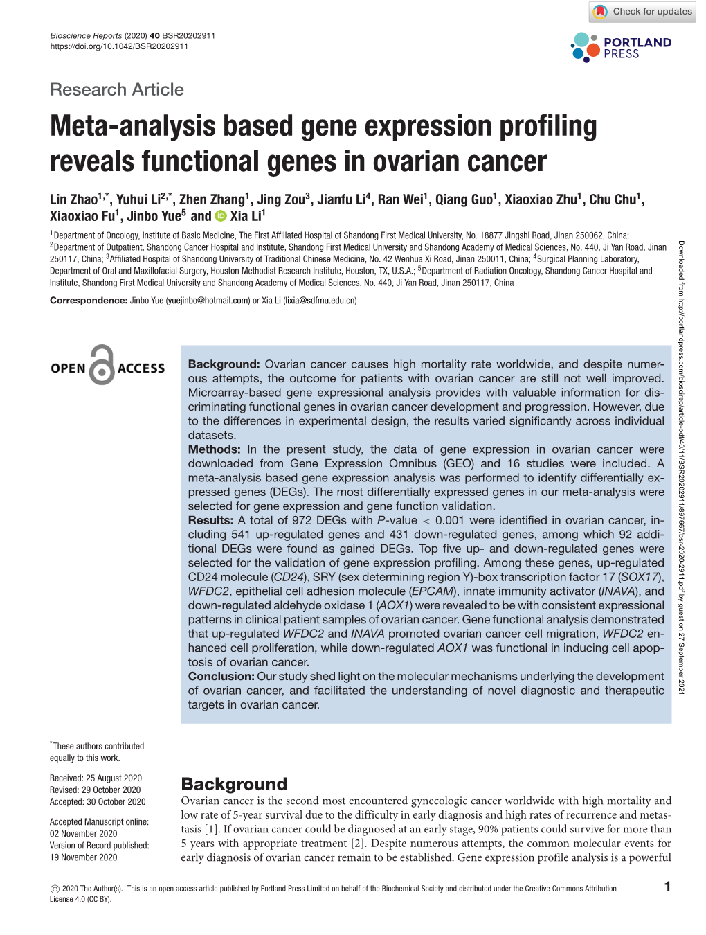 Meta-Analysis Based Gene Expression Profiling Reveals Functional Genes