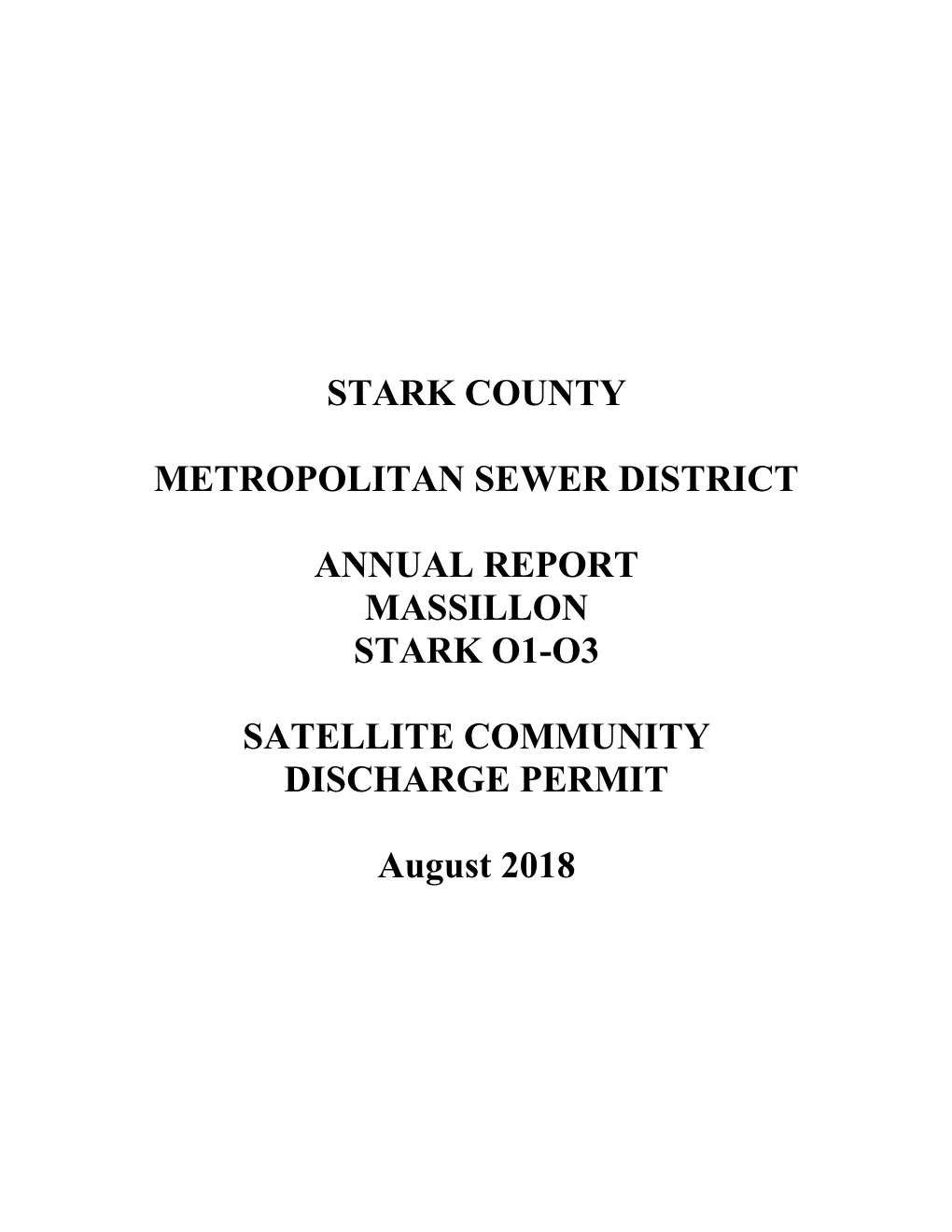 Stark County Metropolitan Sewer District Annual Report - 2018