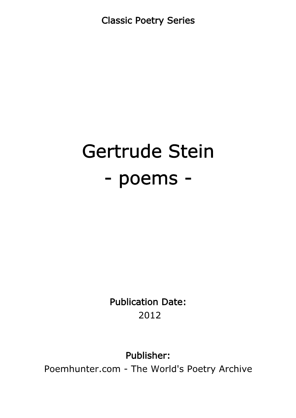 Gertrude Stein - Poems