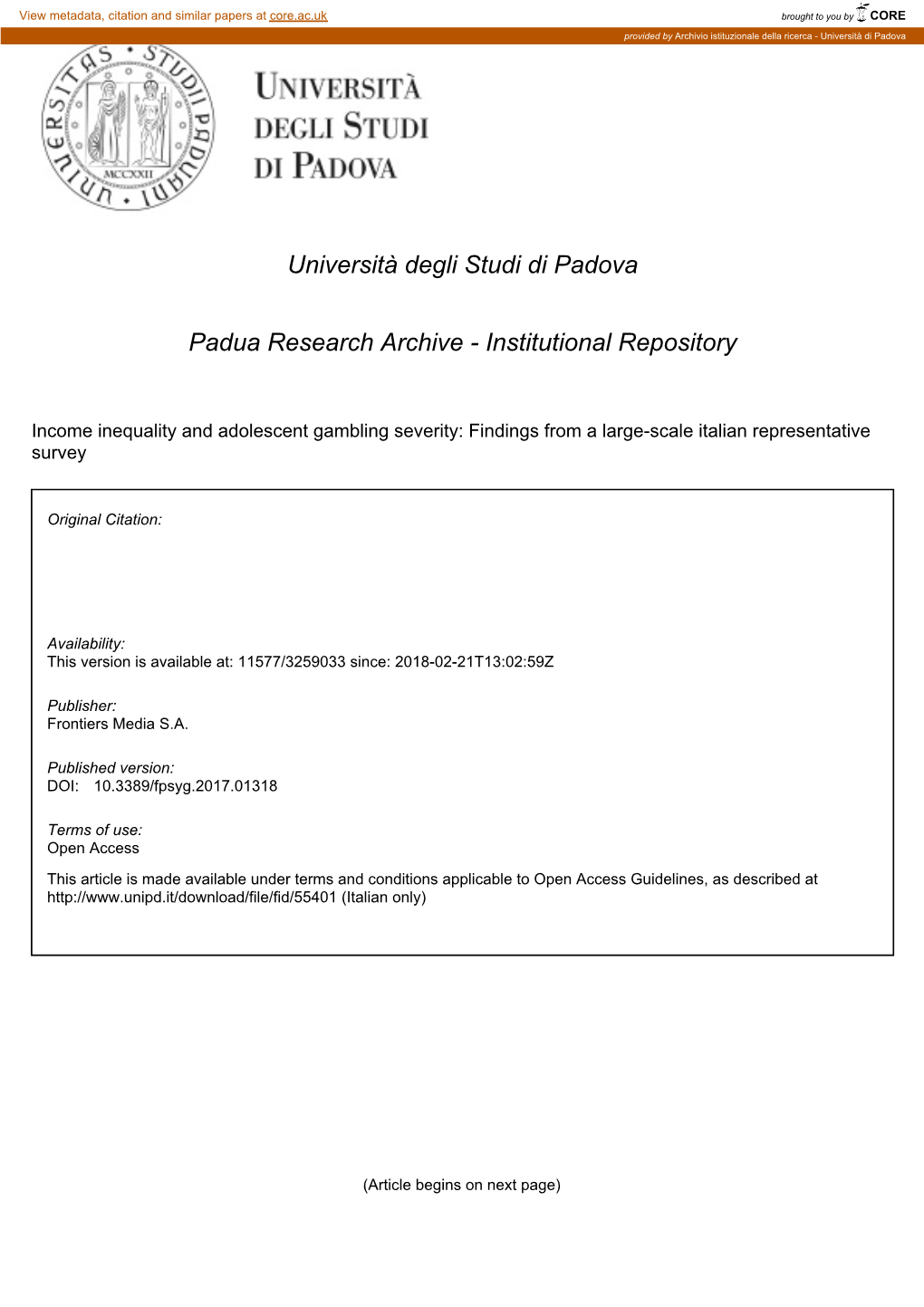 Università Degli Studi Di Padova Padua Research Archive