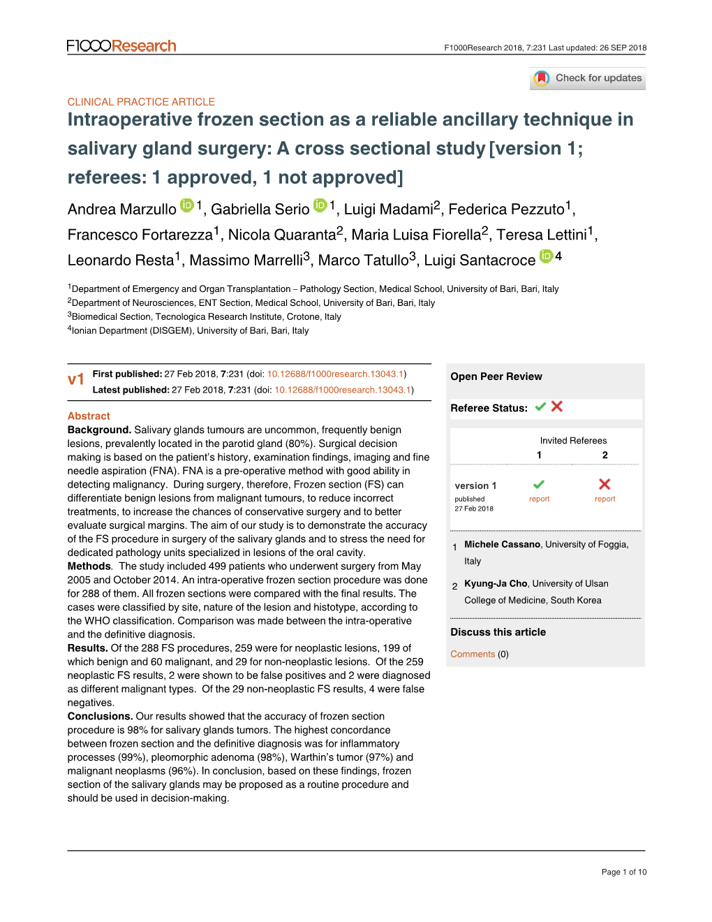 Intraoperative Frozen Section As a Reliable Ancillary Technique