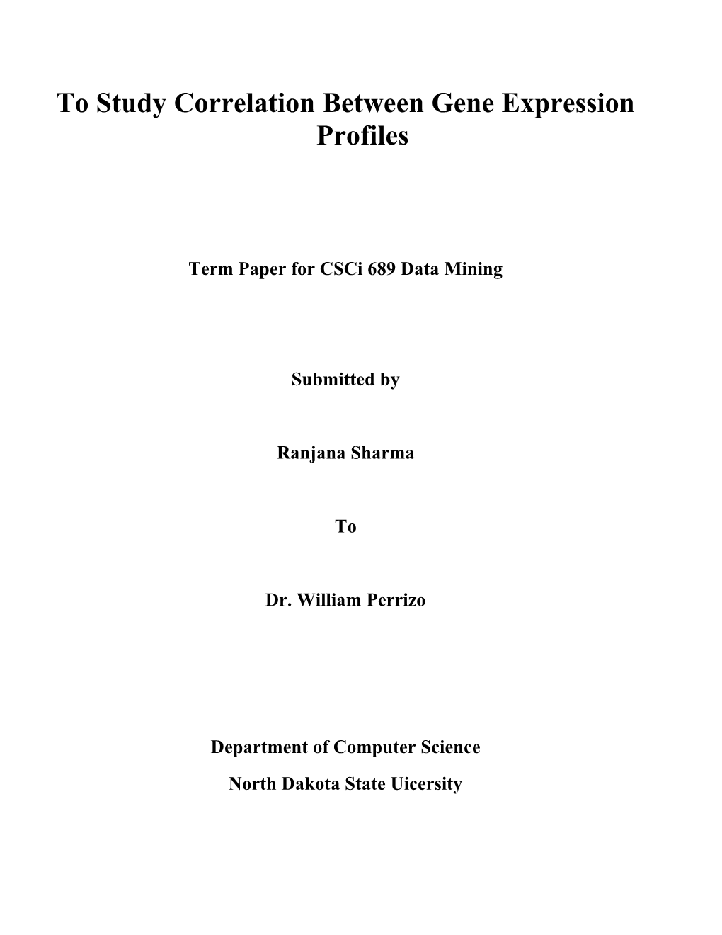 To Study Correlation Between Gene Expression Profiles