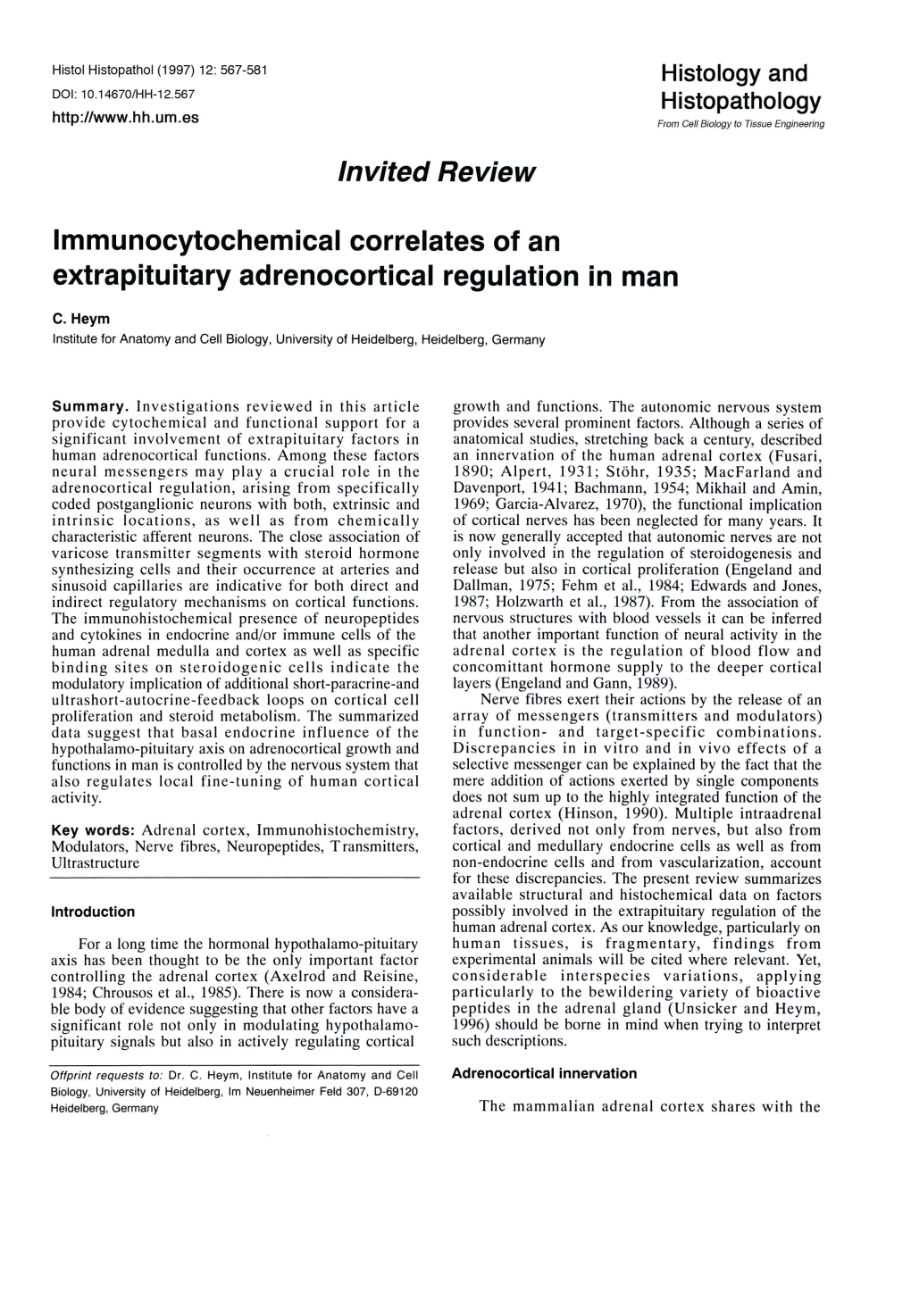 Invited Review Immunocytochemical Correlates of an Extrapituitary