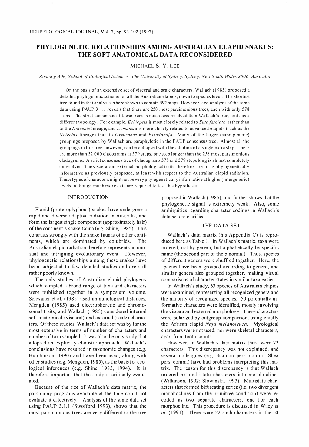 Phylogenetic Relationships Among Australian Elapid Snakes: the Soft Anatomical Data Reconsidered