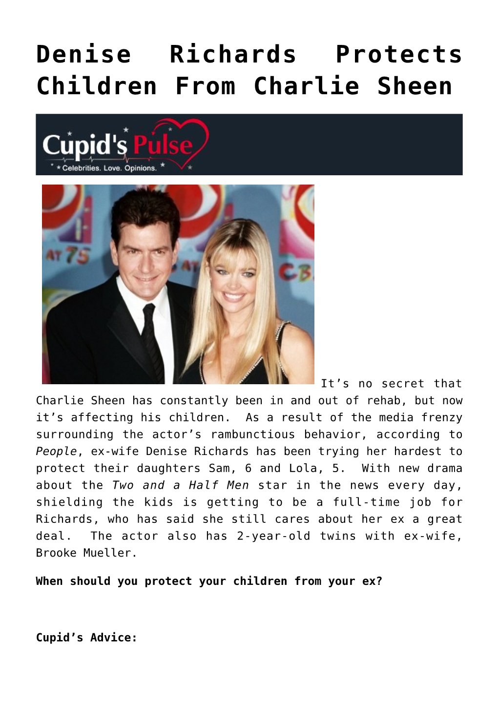 Denise Richards Protects Children from Charlie Sheen