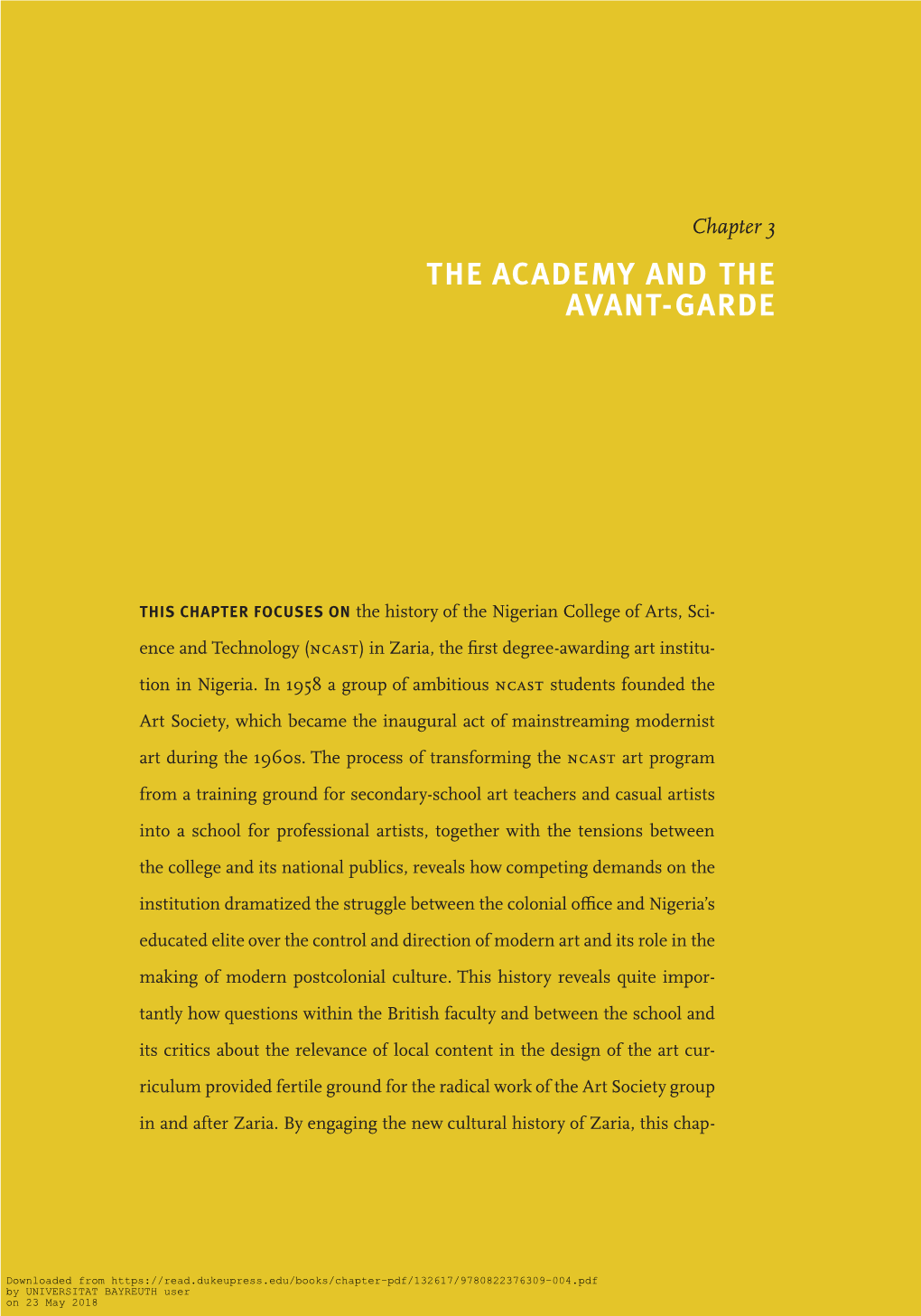 The Academy and the Avant- Garde