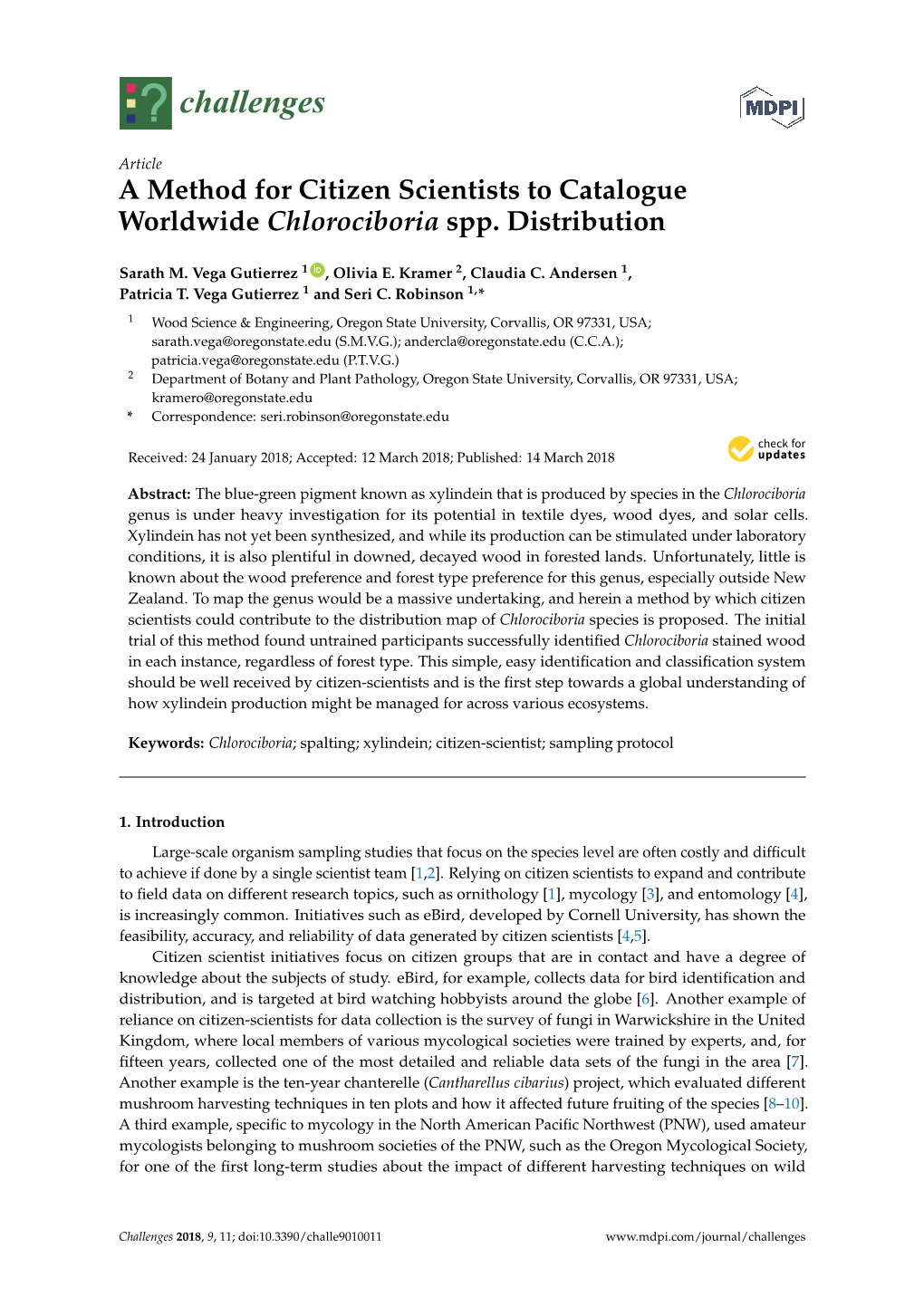A Method for Citizen Scientists to Catalogue Worldwide Chlorociboria Spp