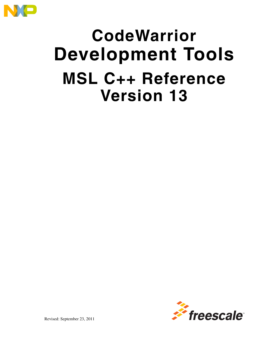 Codewarrior Development Tools MSL C++ Reference Version 13
