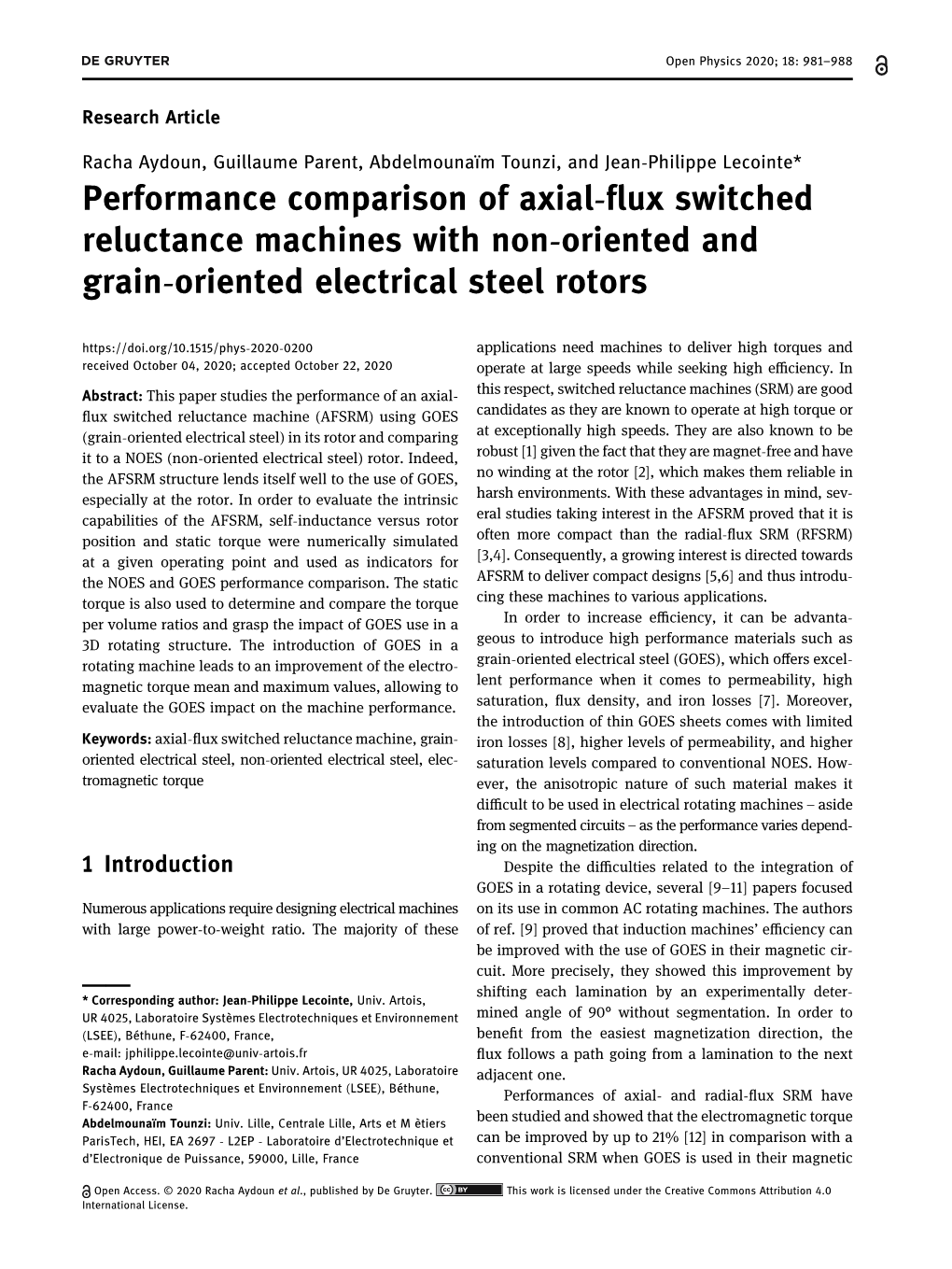 Performance Comparison of Axial-Flux Switched Reluctance Machines With