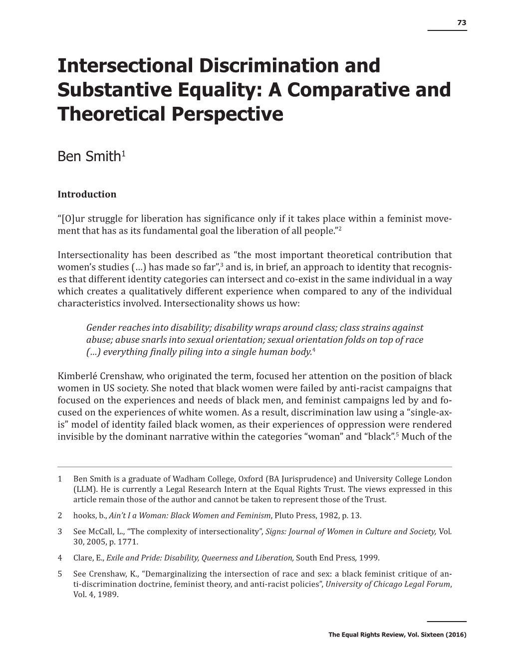 Intersectional Discrimination and Substantive Equality: a Comparative and Theoretical Perspective