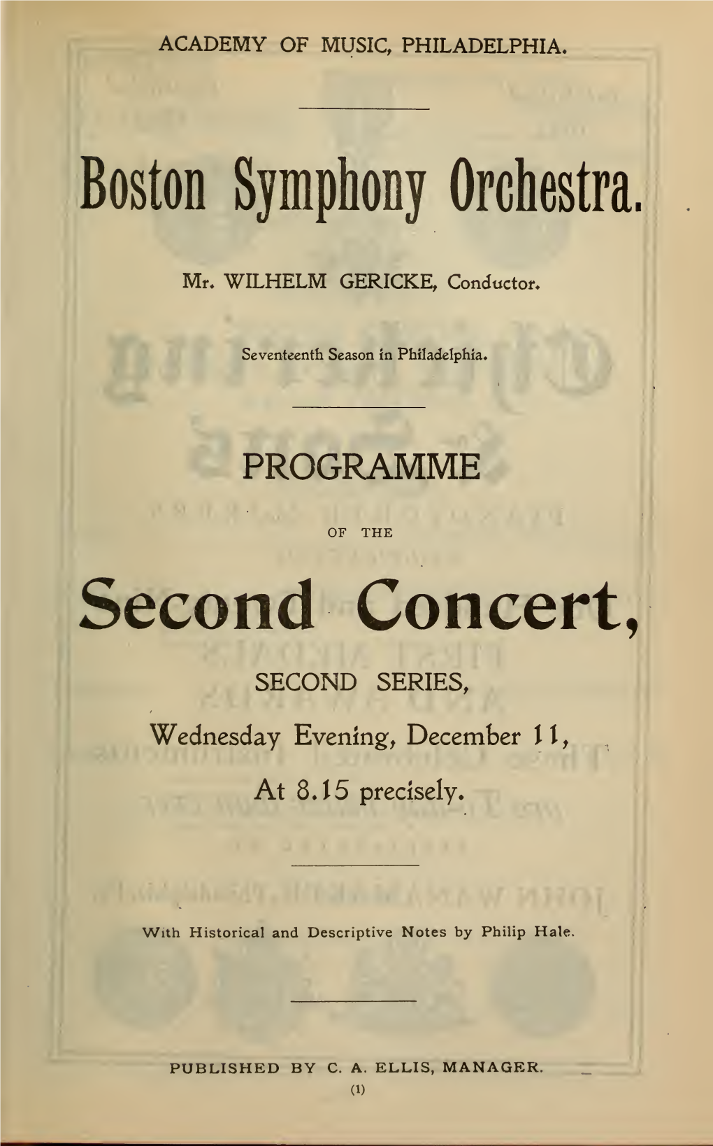 Boston Symphony Orchestra Concert Programs, Season 21,1901-1902, Trip