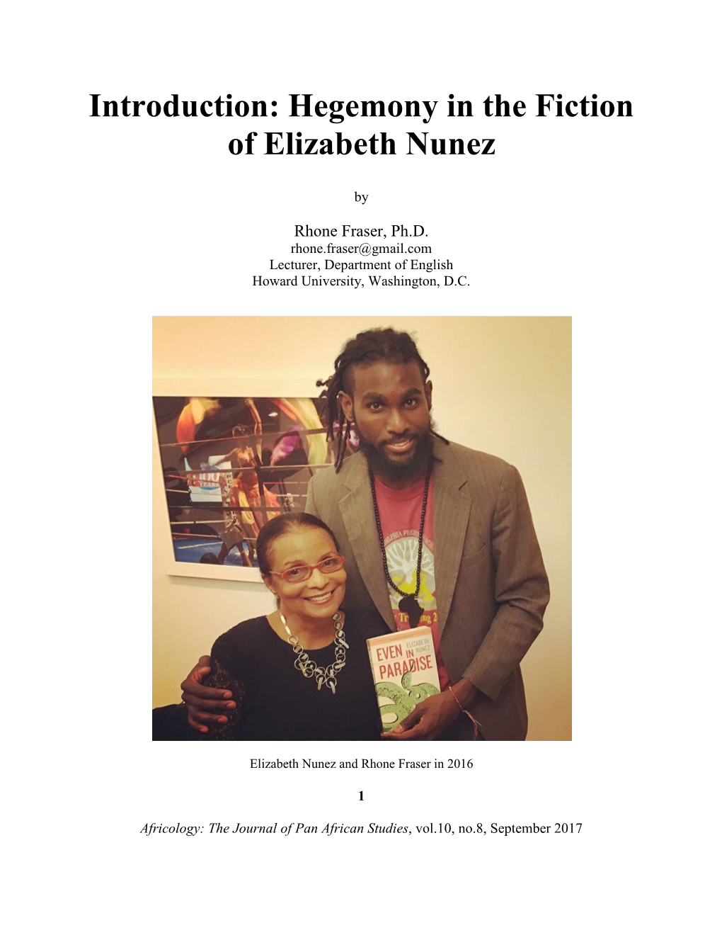 Introduction: Hegemony in the Fiction of Elizabeth Nunez