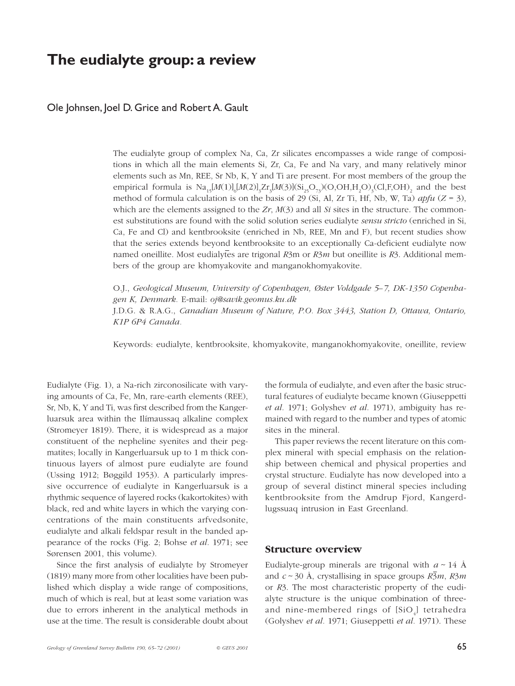 Geology of Greenland Survey Bulletin 190, 65-72