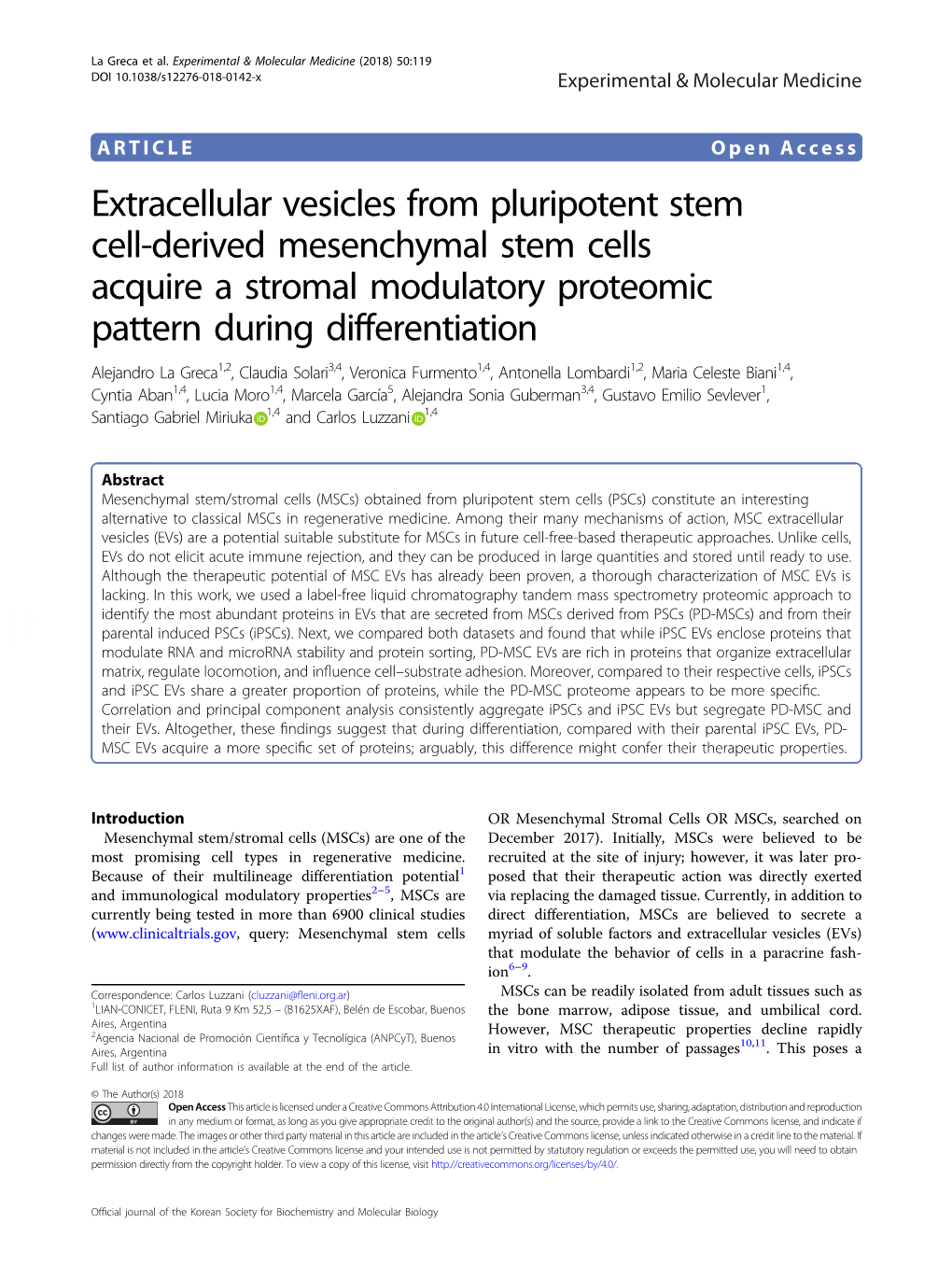 Extracellular Vesicles from Pluripotent Stem Cell-Derived Mesenchymal