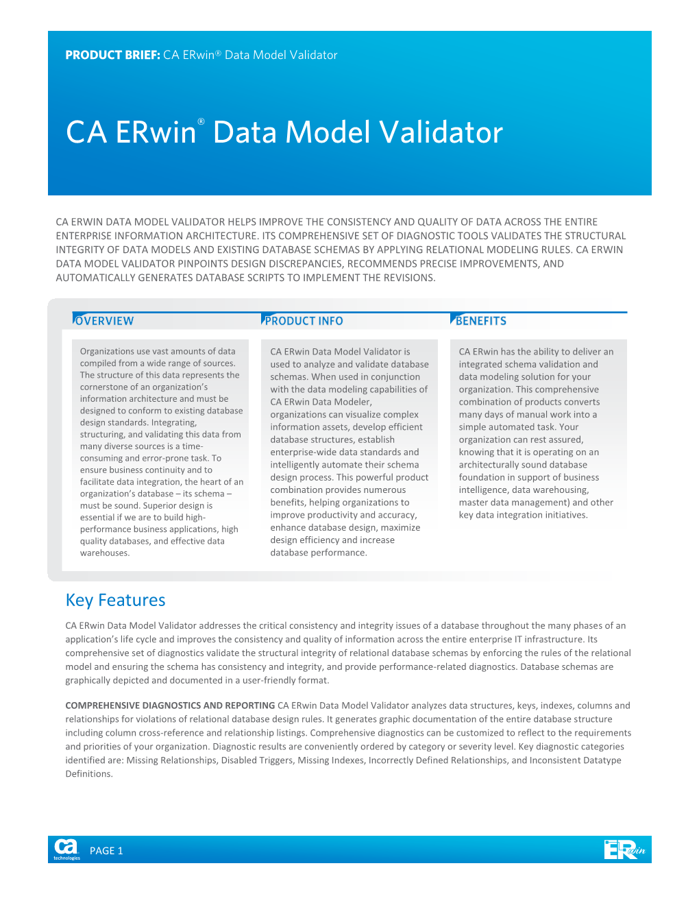 CA Erwin® Data Model Validator