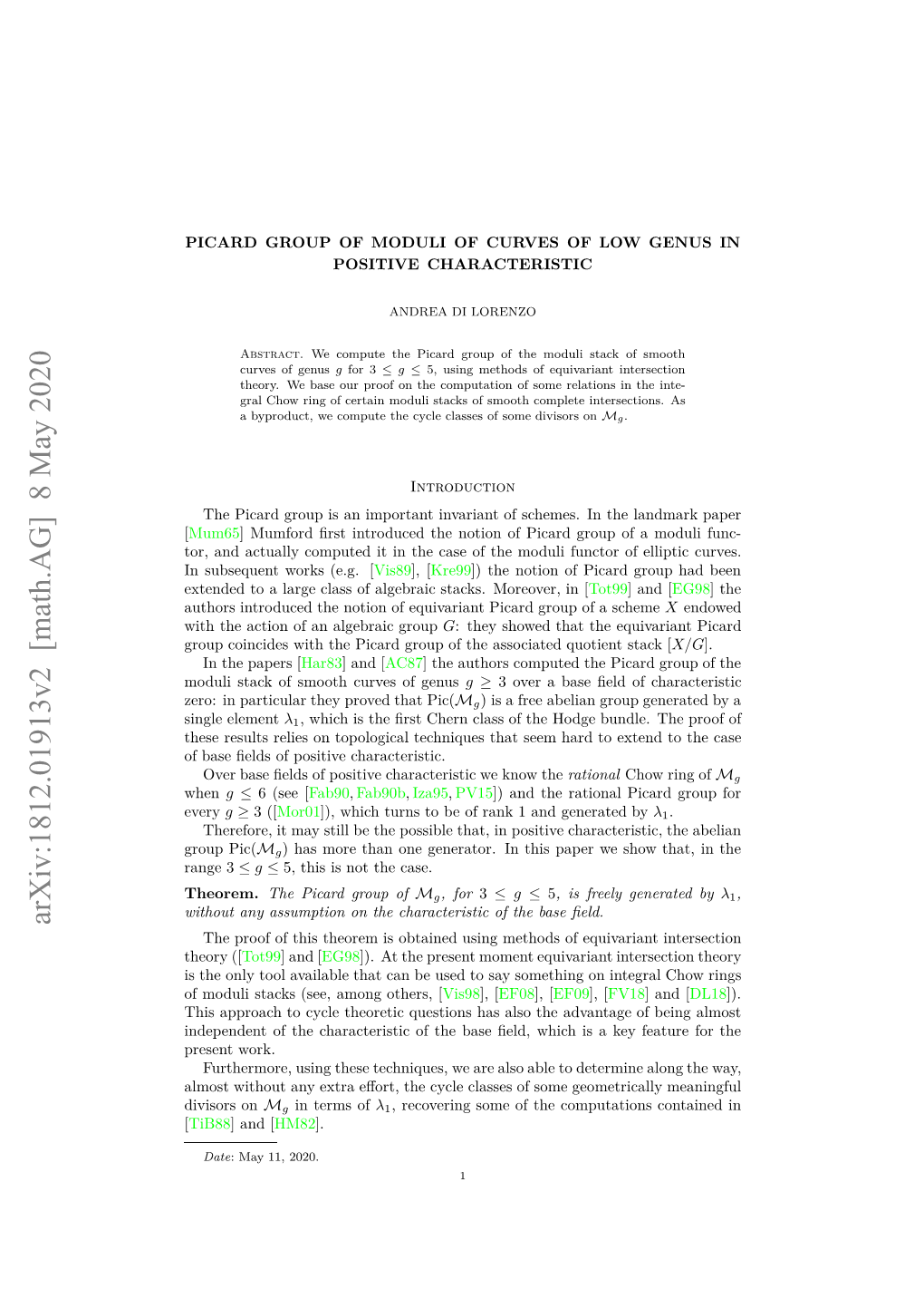 Arxiv:1812.01913V2 [Math.AG] 8 May 2020 Eo Npriua Hypoe Htpic( That Proved They Particular in Zero: Fbs Ed Fpstv Characteristic