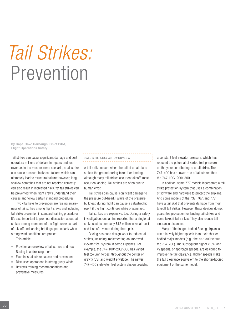 Tail Strikes: Prevention