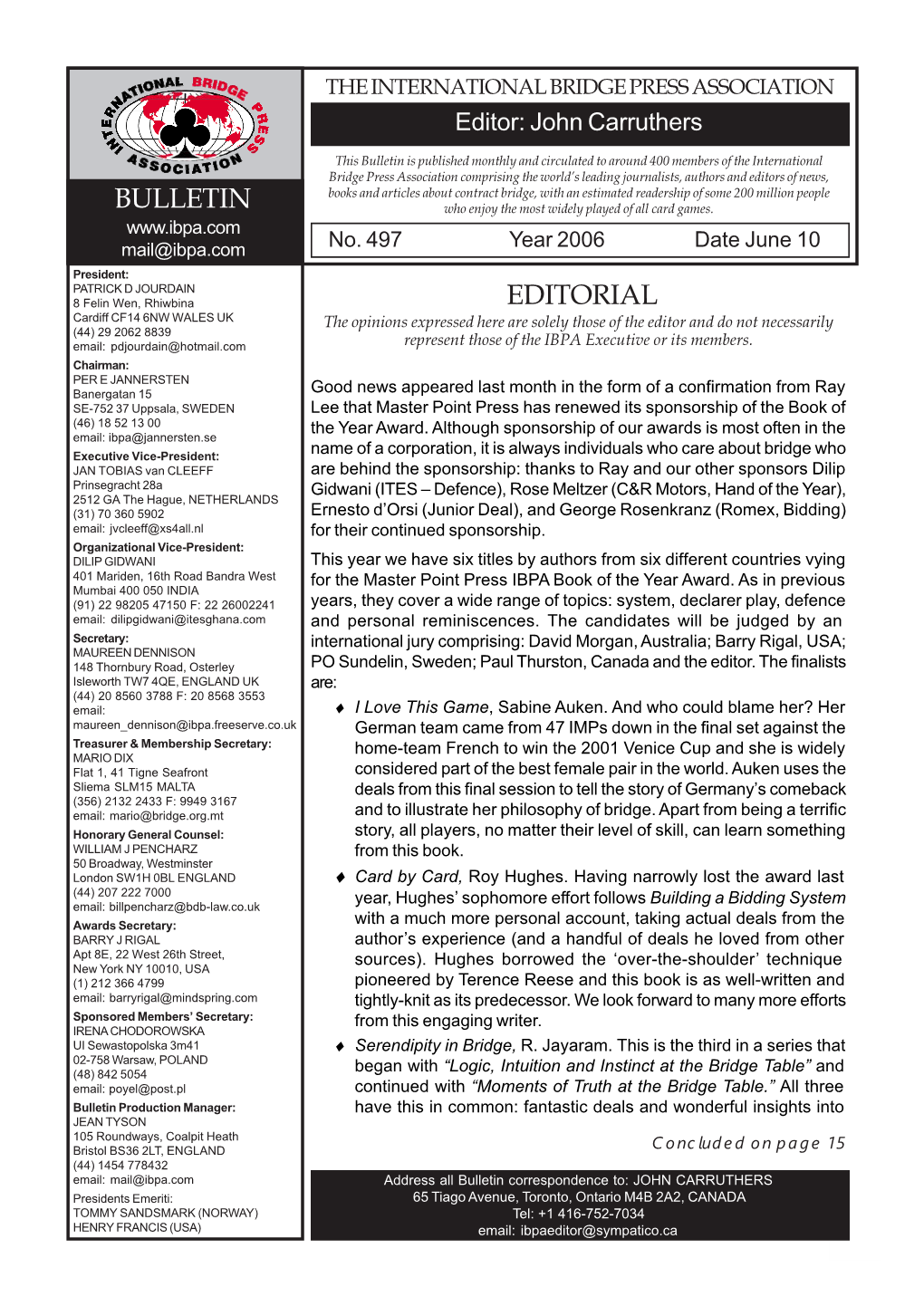 497Sh.Pdf About the Desired Ending and So Declarer Made His You Can Also Access the IBPA Handbook from by Clicking on the Link at the Page Slam