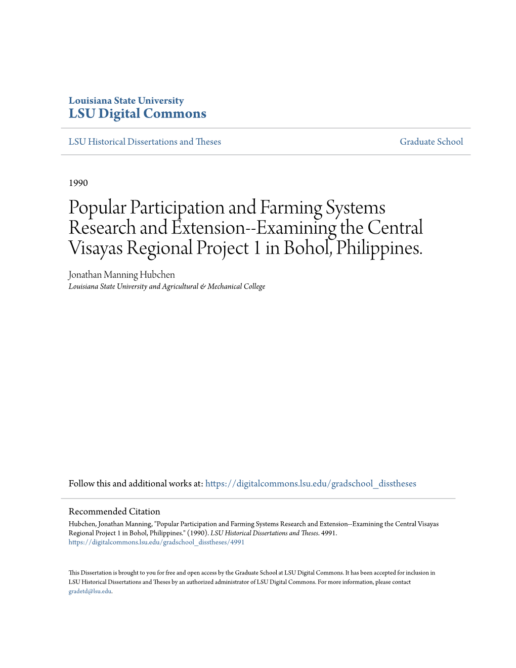 Examining the Central Visayas Regional Project 1 in Bohol, Philippines