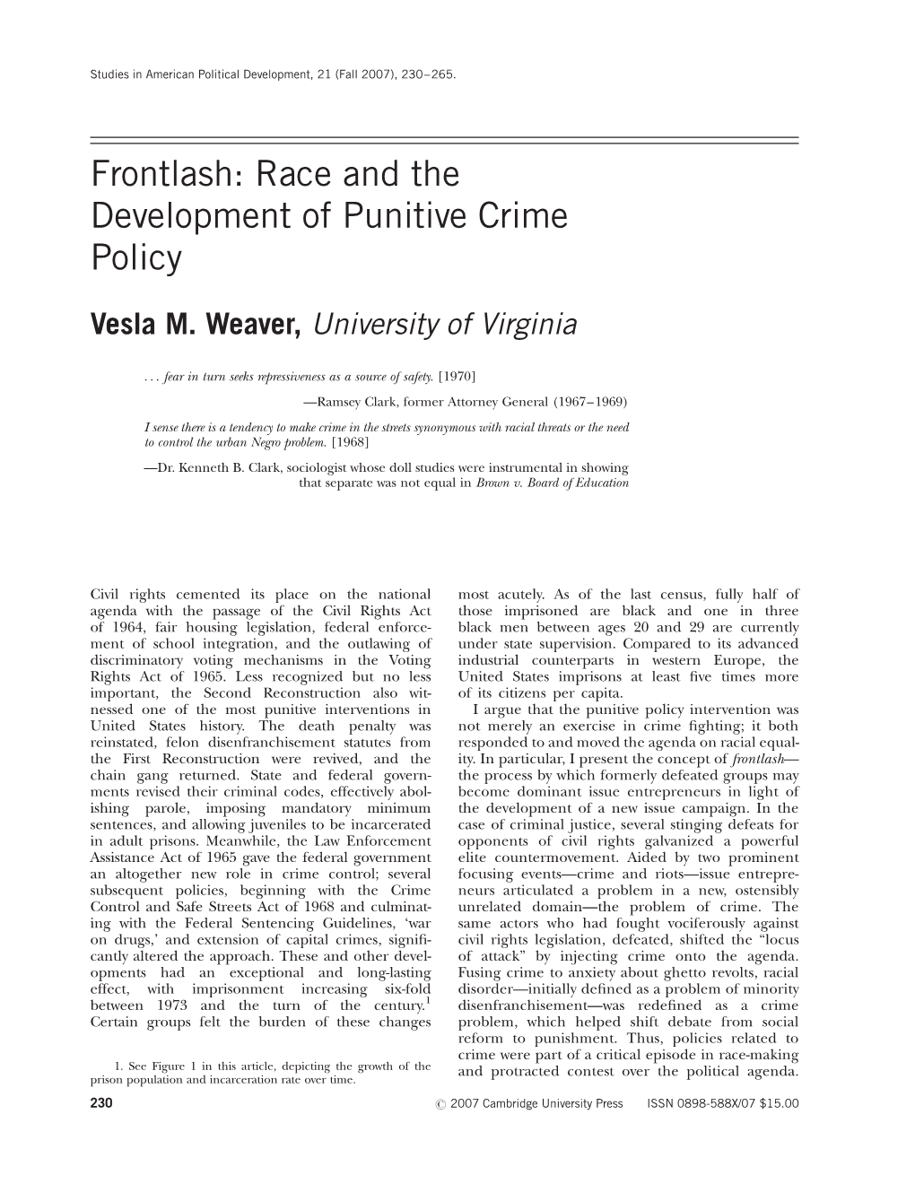 Race and the Development of Punitive Crime Policy