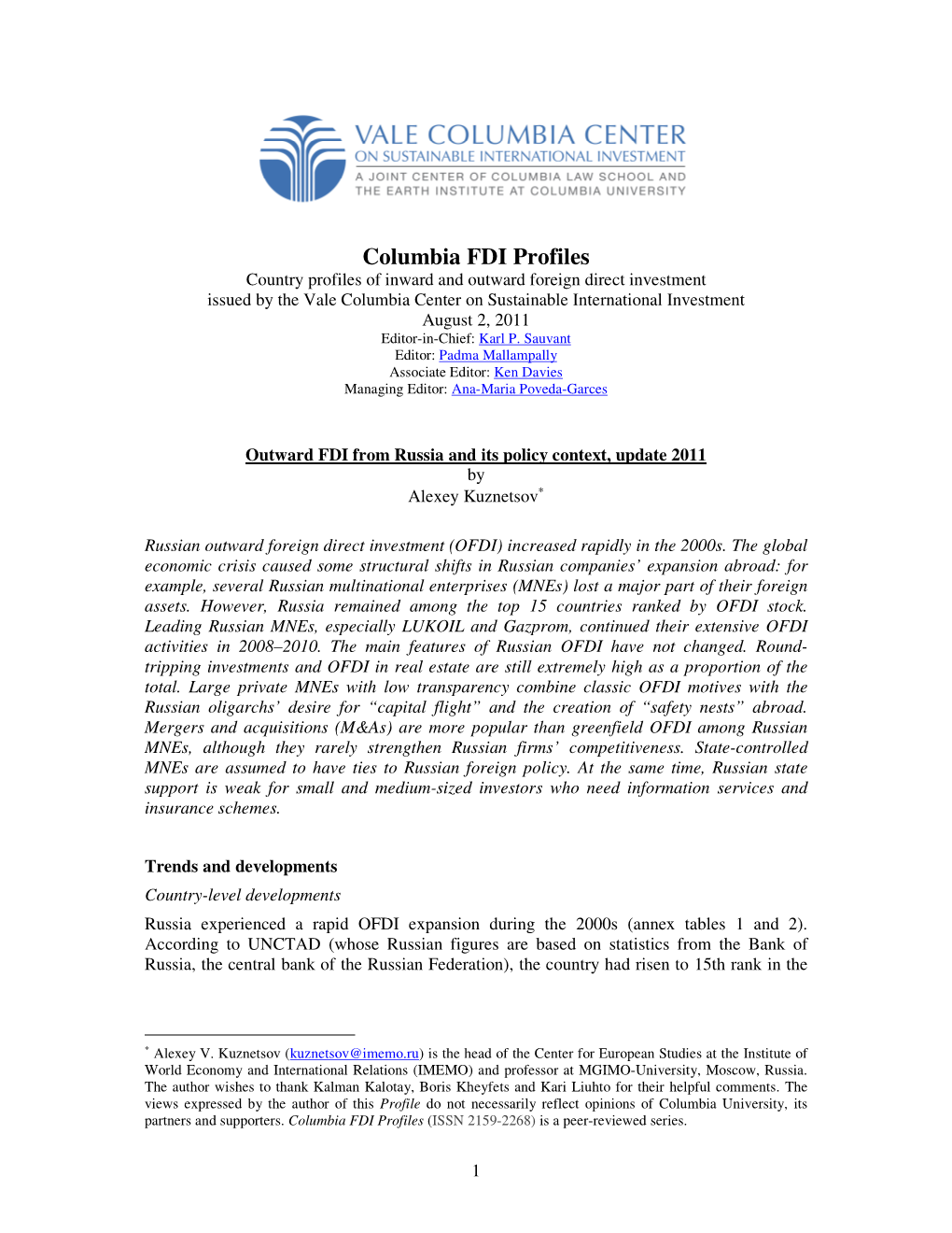 Columbia FDI Profiles