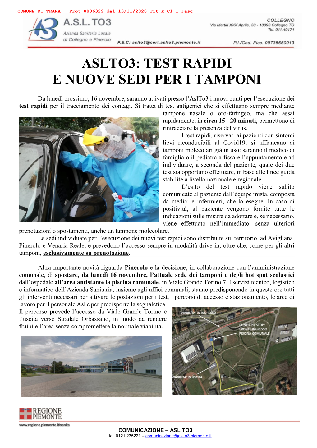 Aslto3: Test Rapidi E Nuove Sedi Per I Tamponi