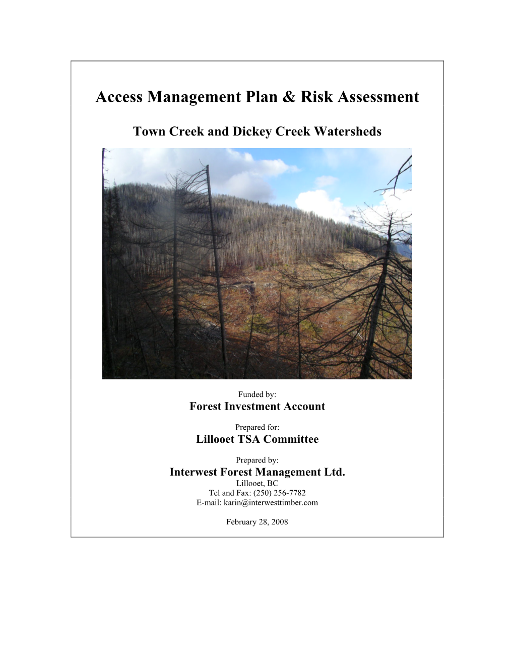 Access Management Plan & Risk Assessment Town Creek And