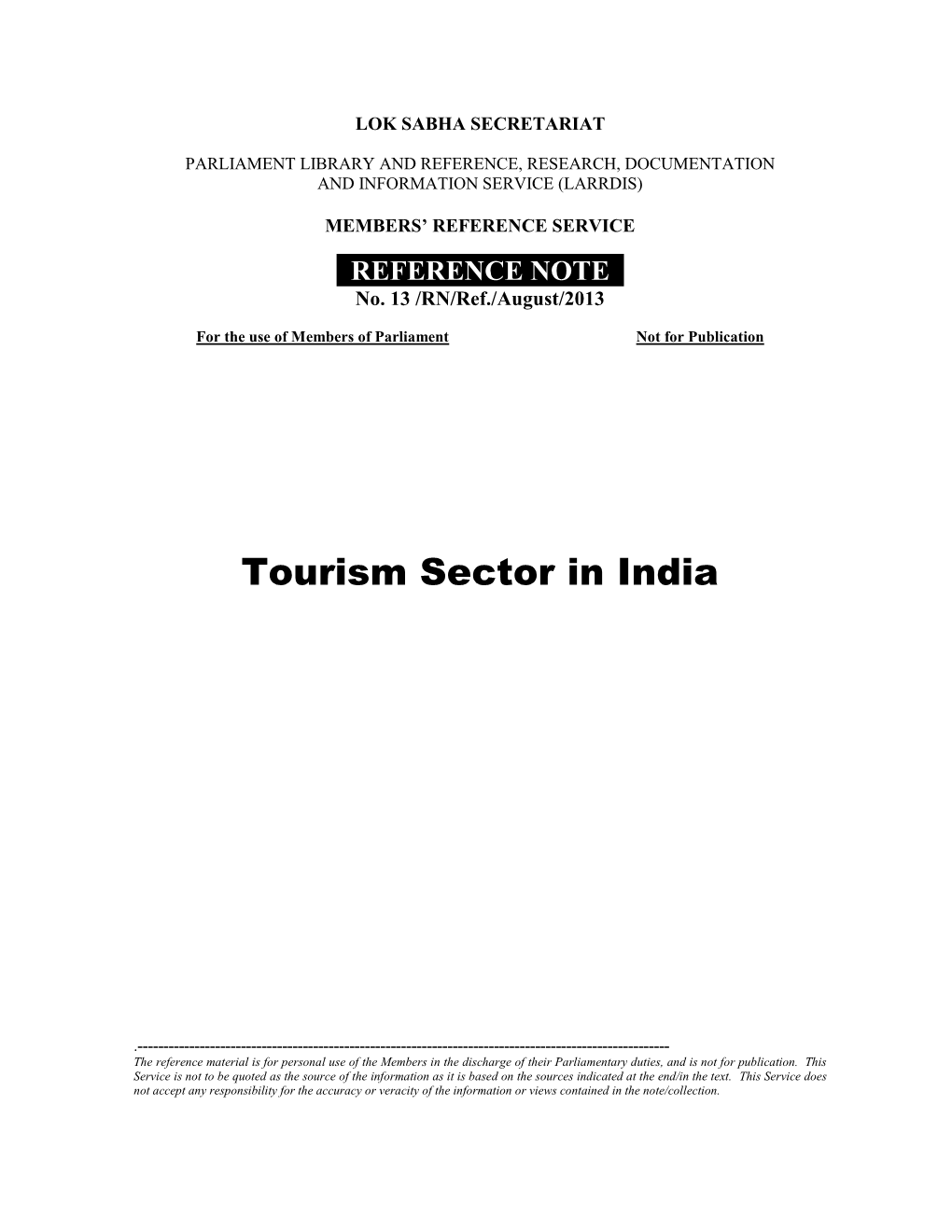 Growth of Tourism Sector in India