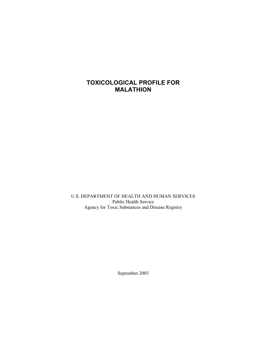 Toxicological Profile for Malathion