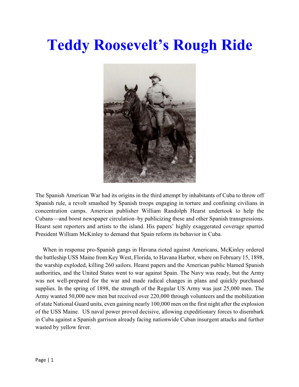 Teddy Roosevelt's Rough Ride