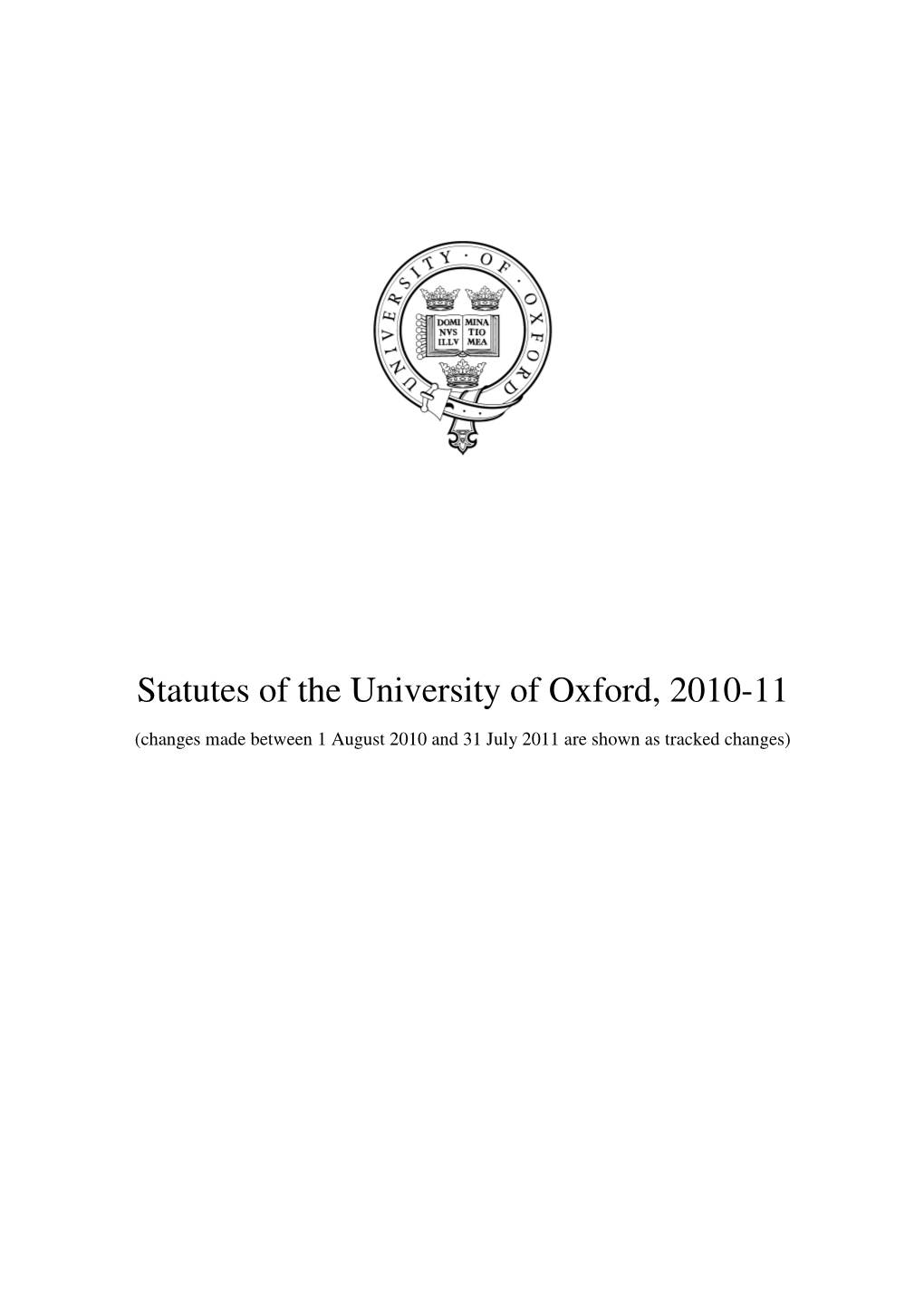 Statutes of the University of Oxford, 2010-11