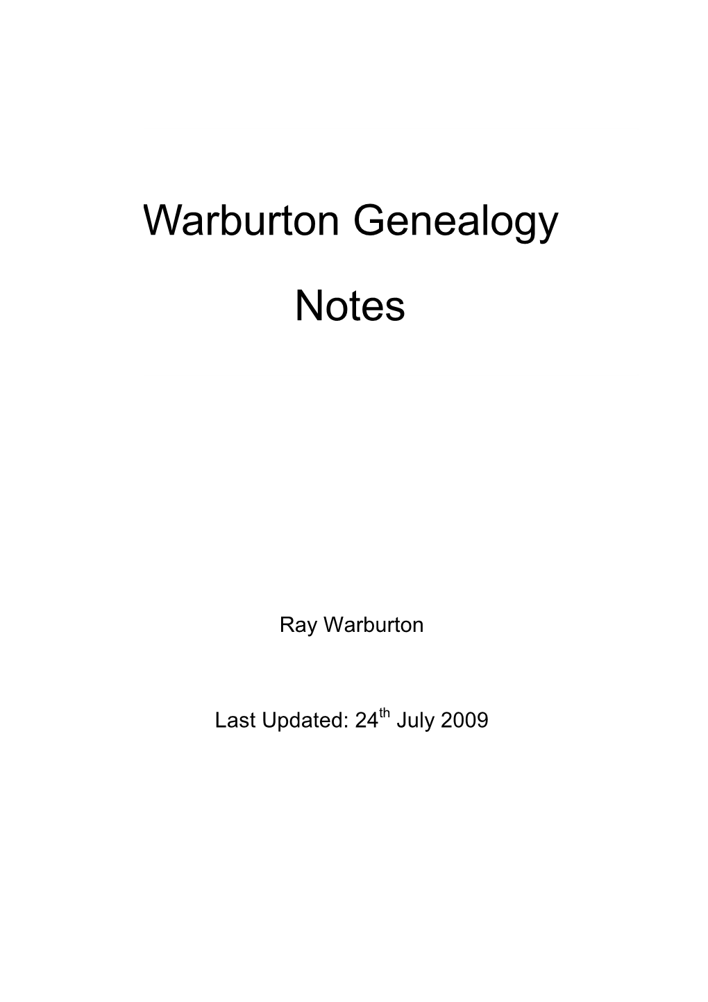 Warburton Genealogy Notes