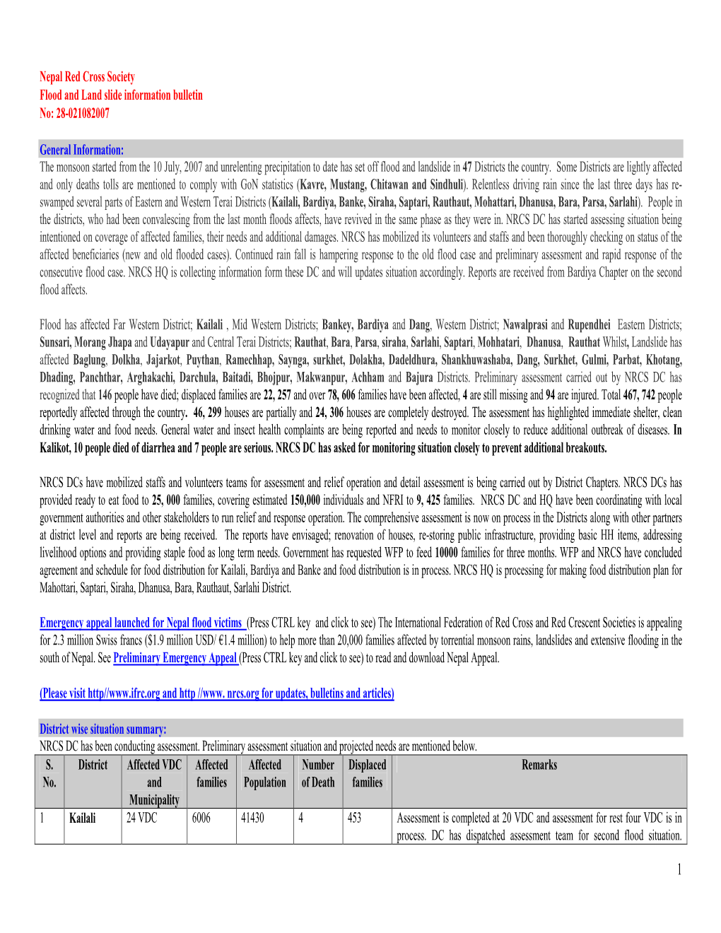 NRCS Disaster Information Bulletine 28- 21082007