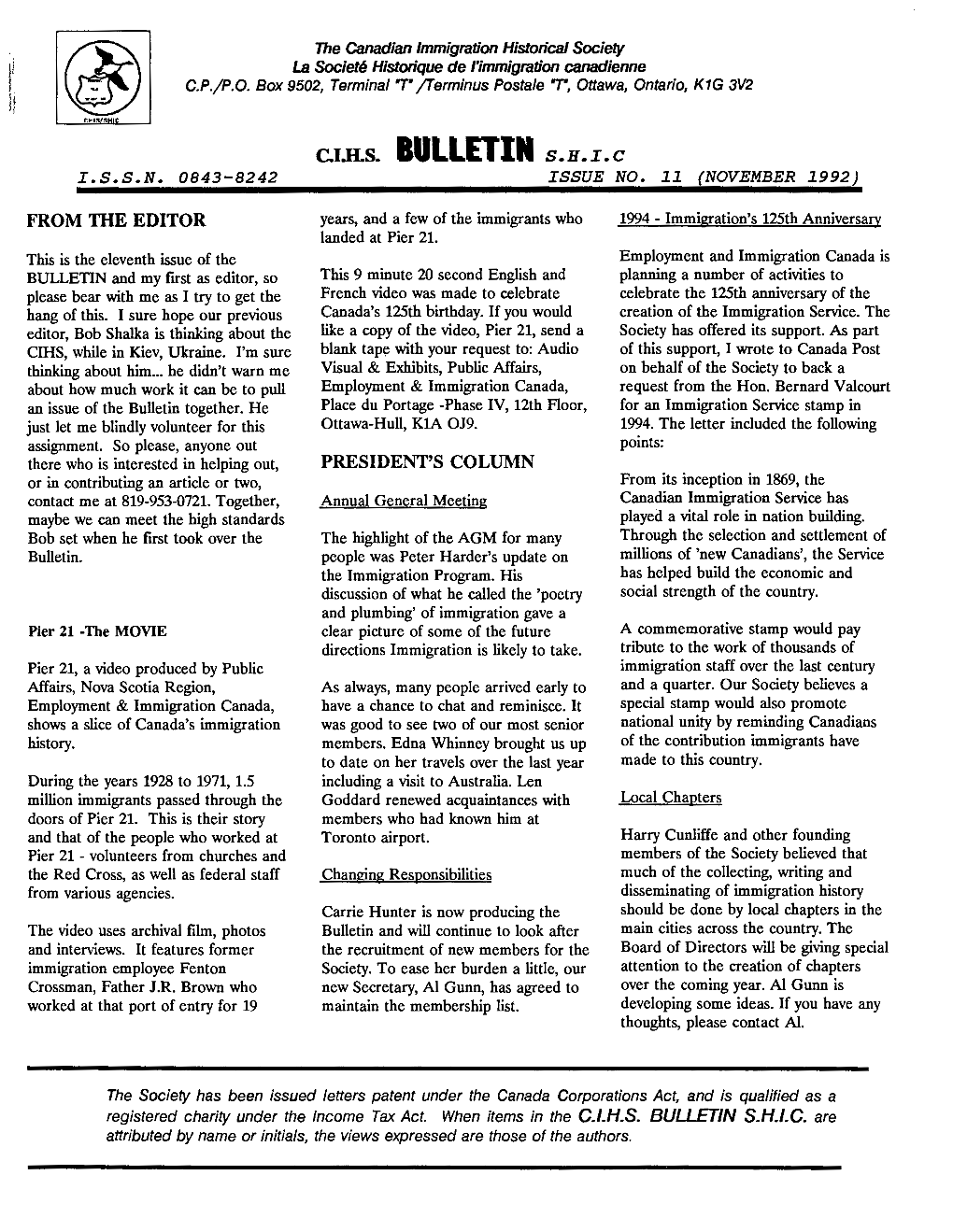 Bulletin 11 November 1992