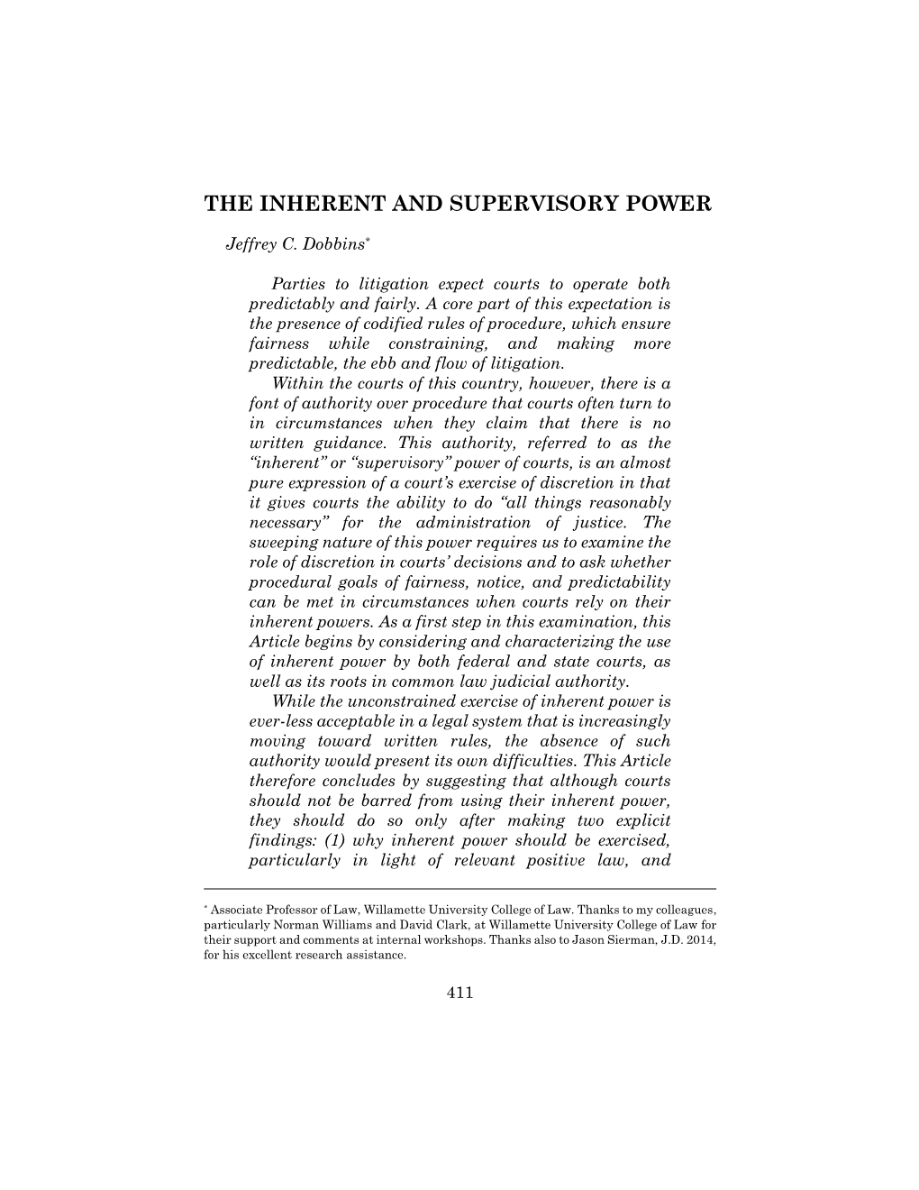 The Inherent and Supervisory Power