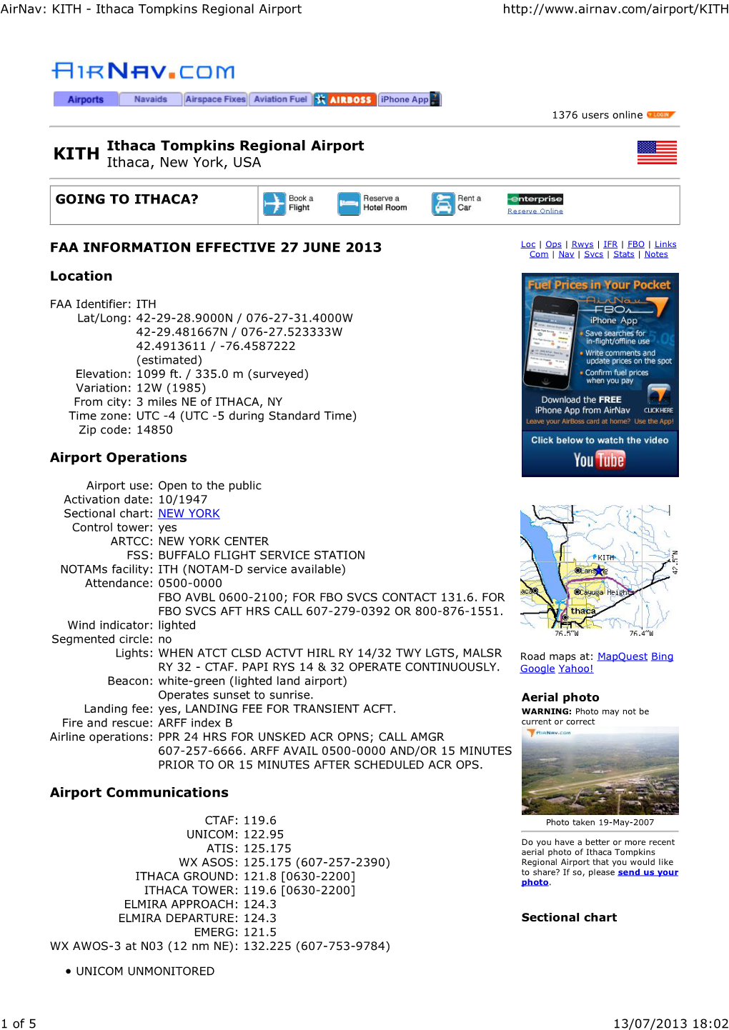 FAA INFORMATION EFFECTIVE 27 JUNE 2013 Location Airport