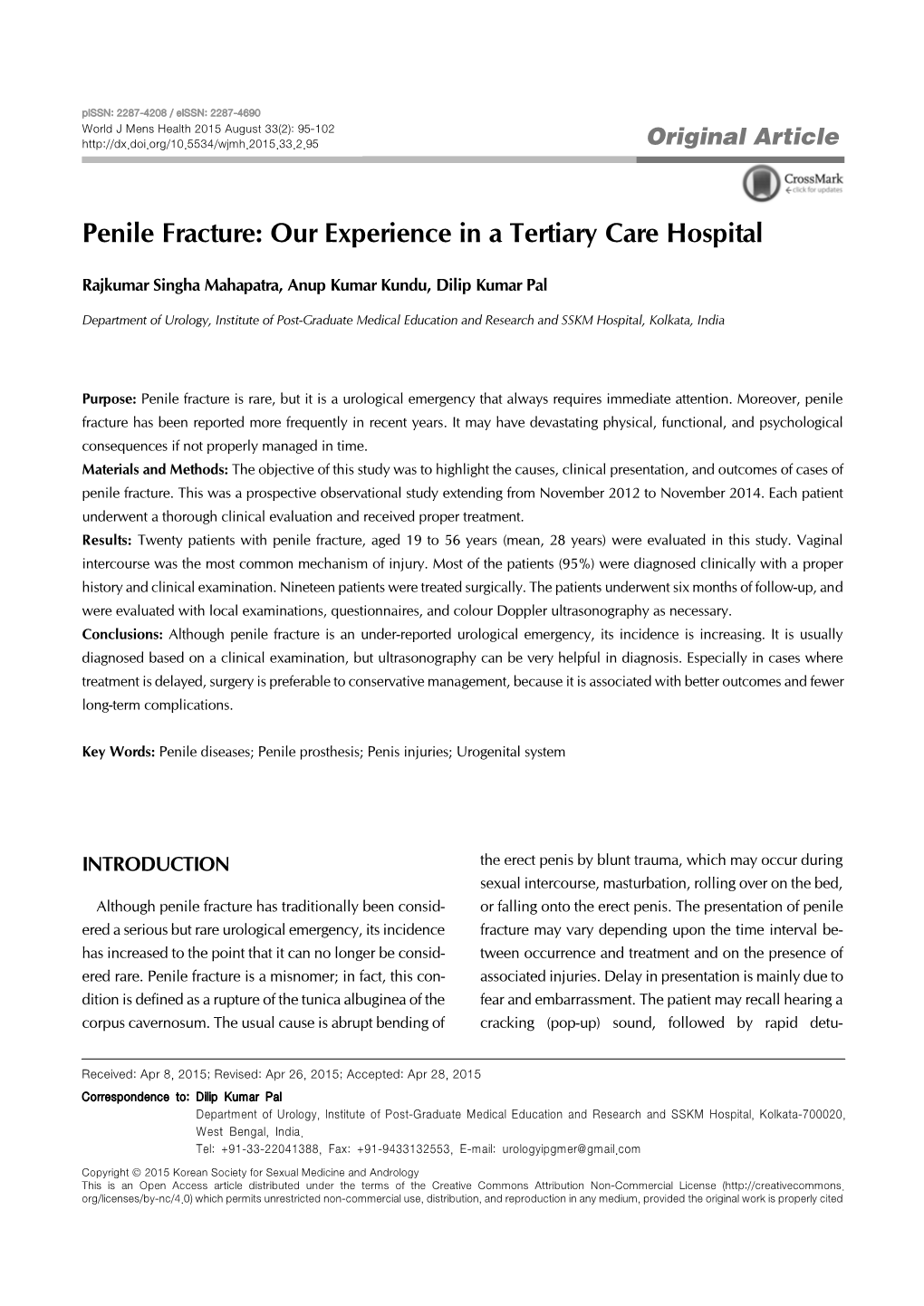 Penile Fracture: Our Experience in a Tertiary Care Hospital