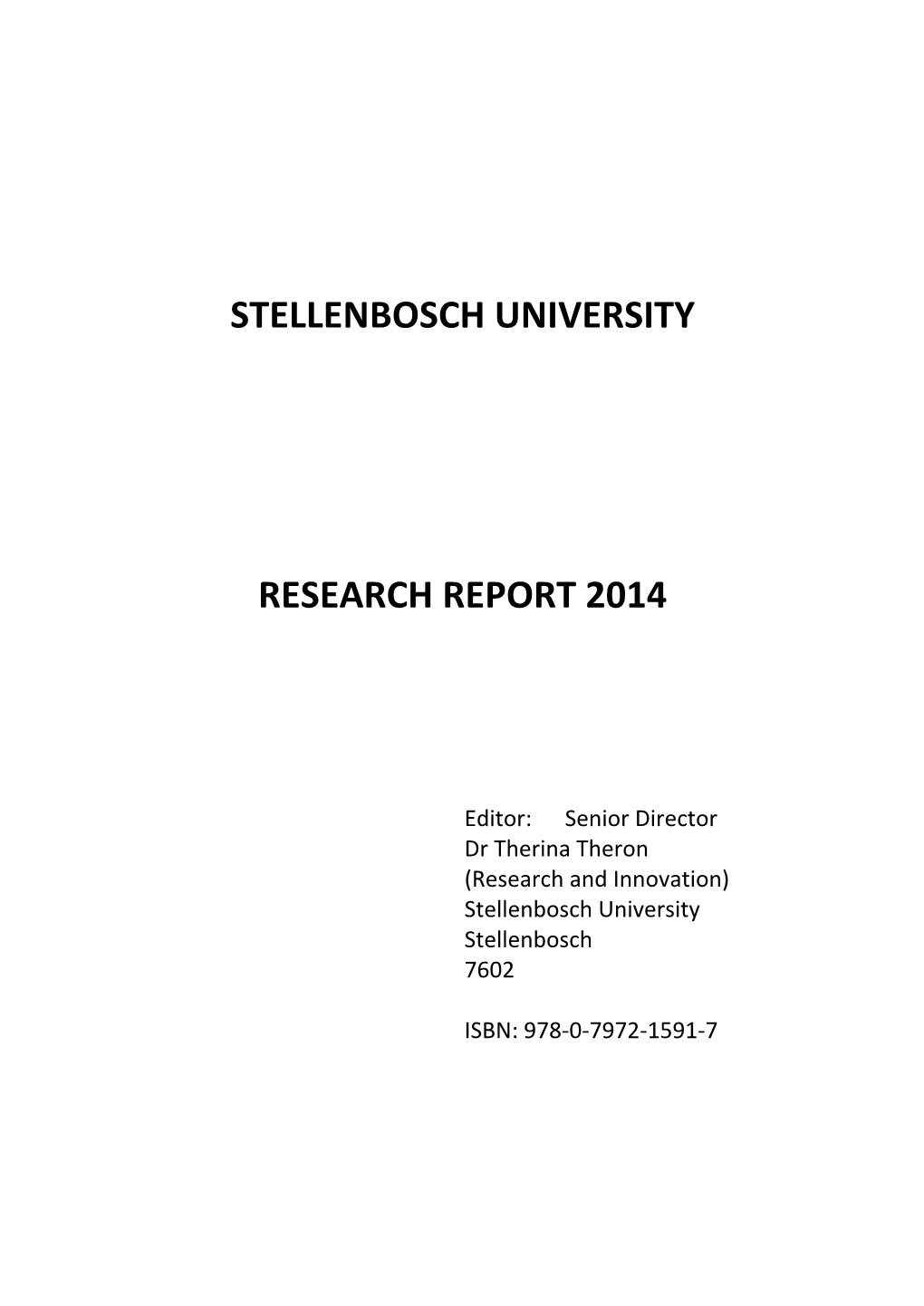Stellenbosch University Research Report 2014