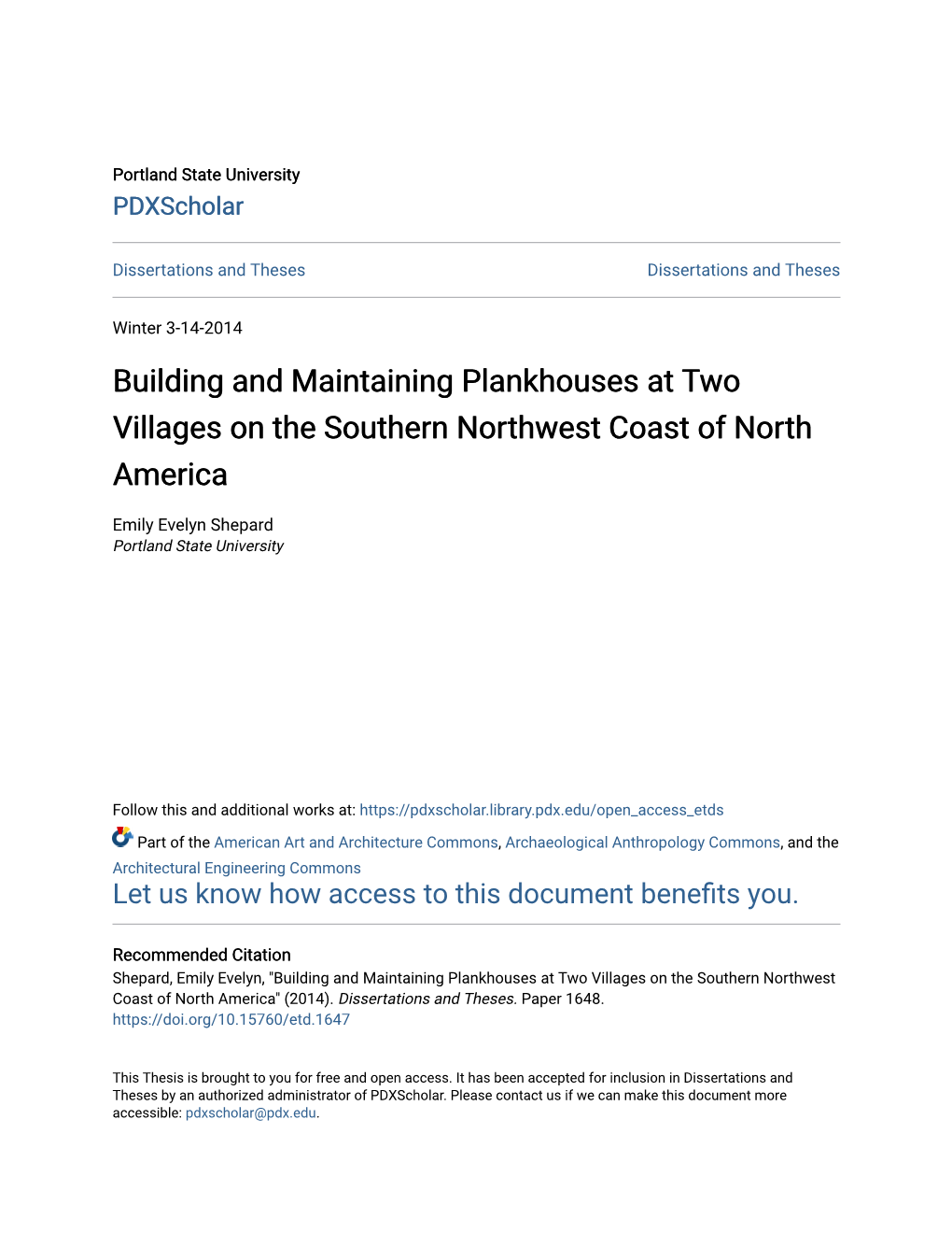Building and Maintaining Plankhouses at Two Villages on the Southern Northwest Coast of North America