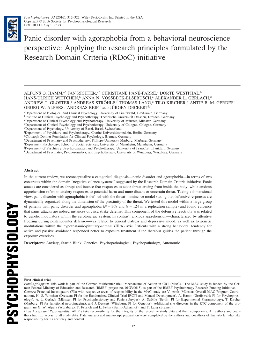 Panic Disorder with Agoraphobia from a Behavioral Neuroscience