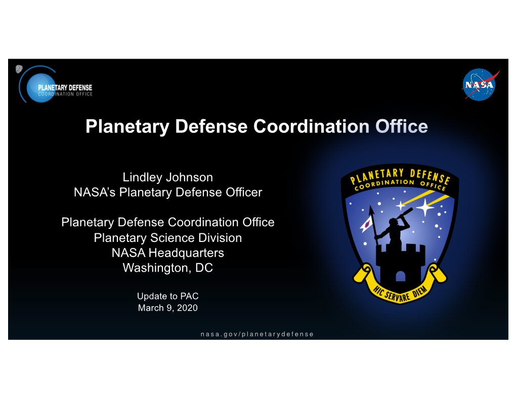 PDCO Johnson-Fast-PDCO NEOO Brief to PAC 9 March 2020 Final