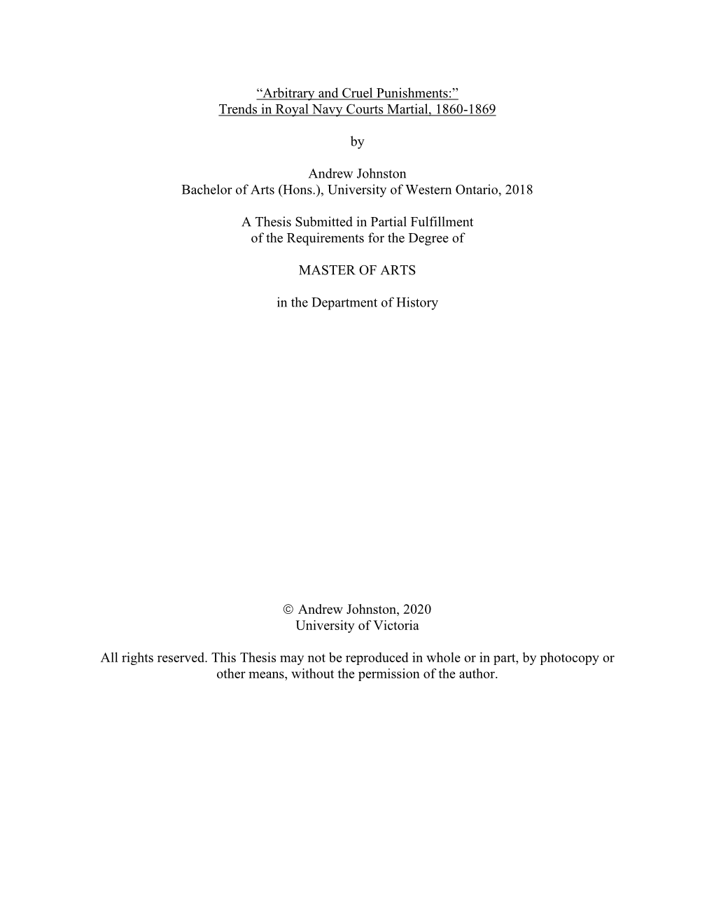 “Arbitrary and Cruel Punishments:” Trends in Royal Navy Courts Martial, 1860-1869