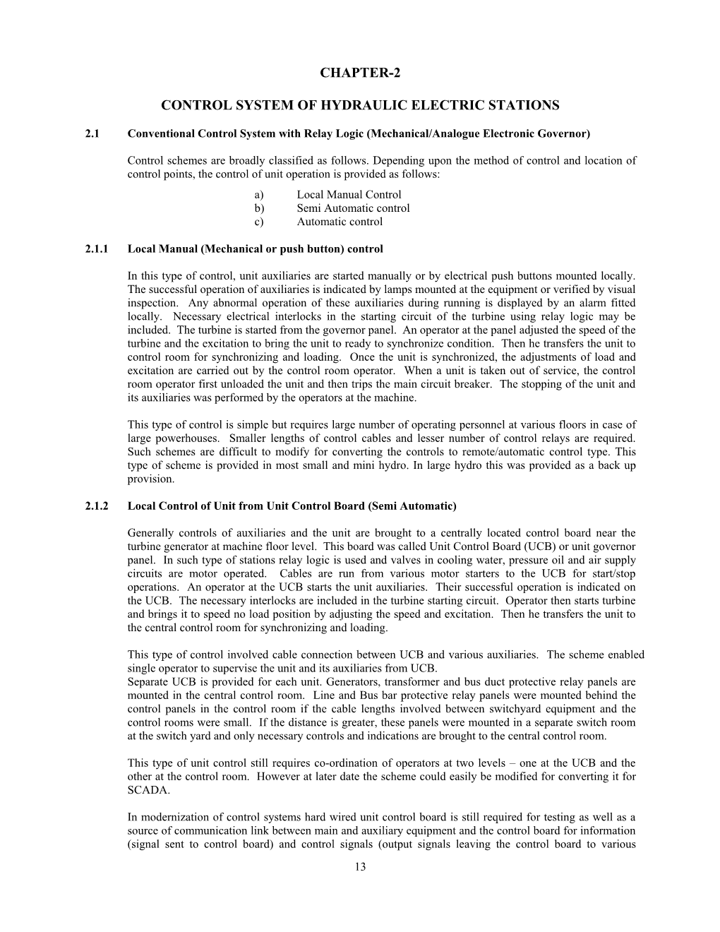 Control System of Hydraulic Electric Stations