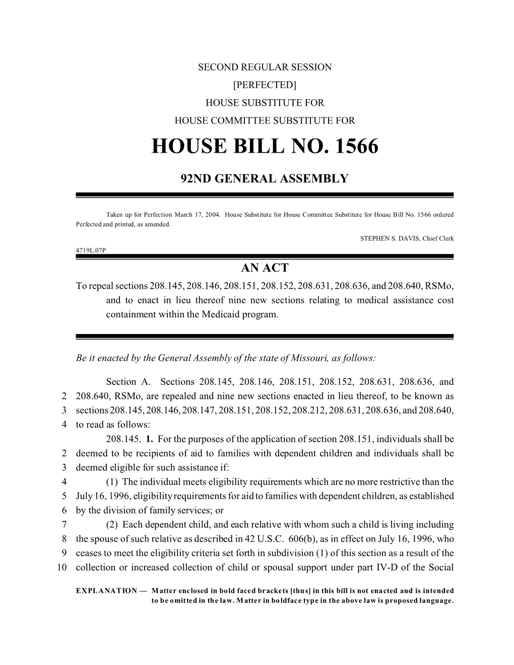 House Bill No. 1566