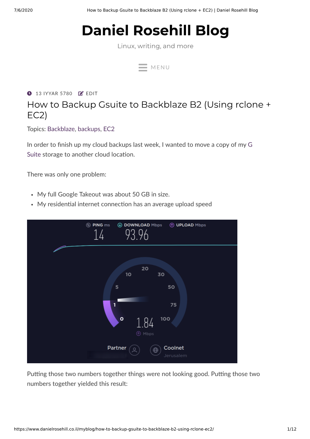 (Using Rclone + EC2) Daniel Rosehill Blog