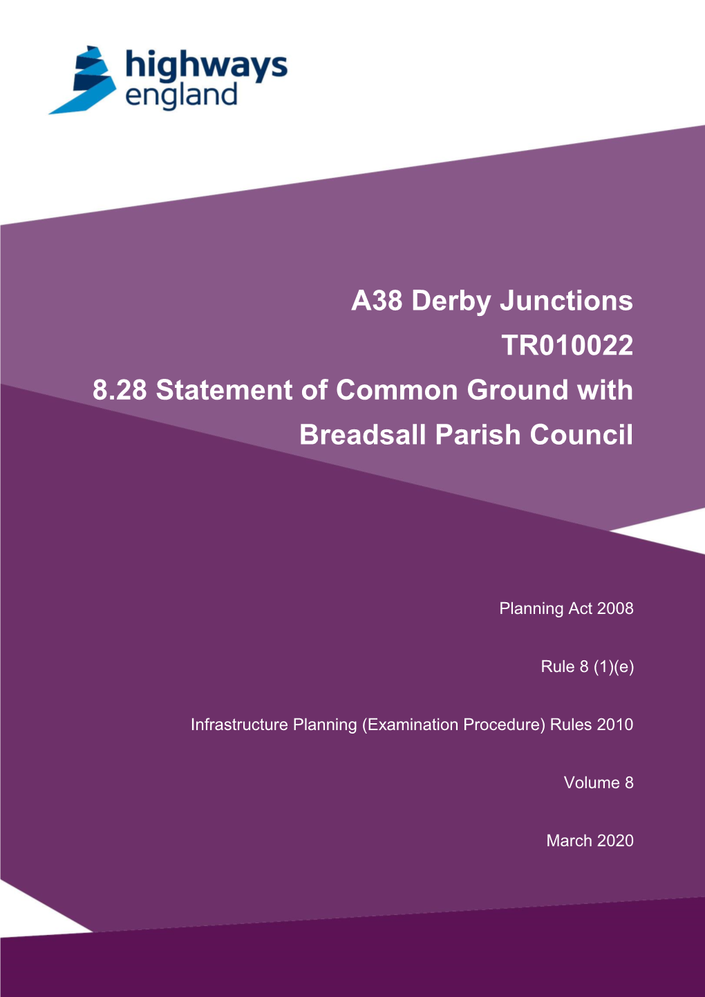 A38 Derby Junctions TR010022 8.28 Statement of Common Ground with Breadsall Parish Council
